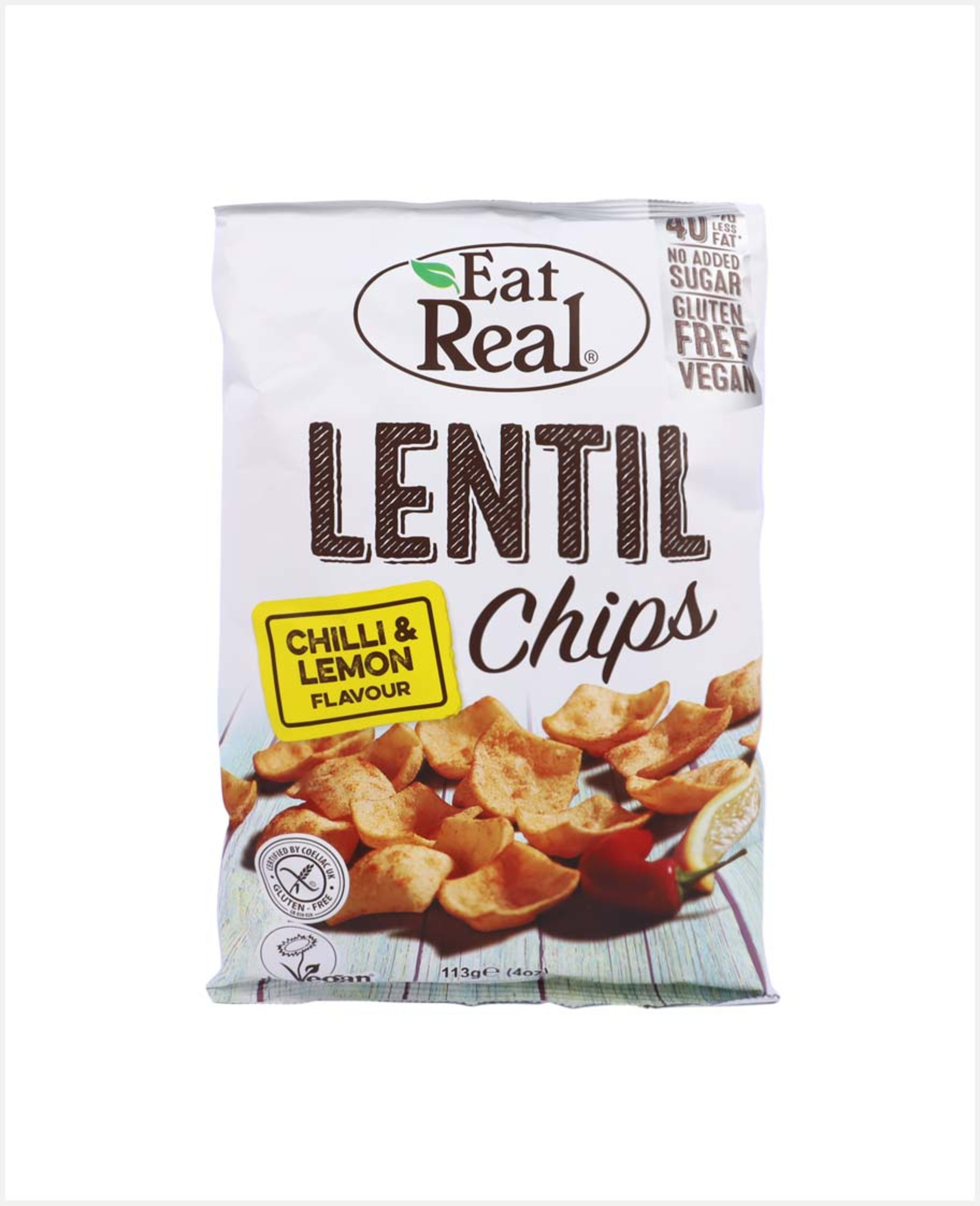 Eat Real Lentil Chips Chilli & Lemon Flavour 113gm