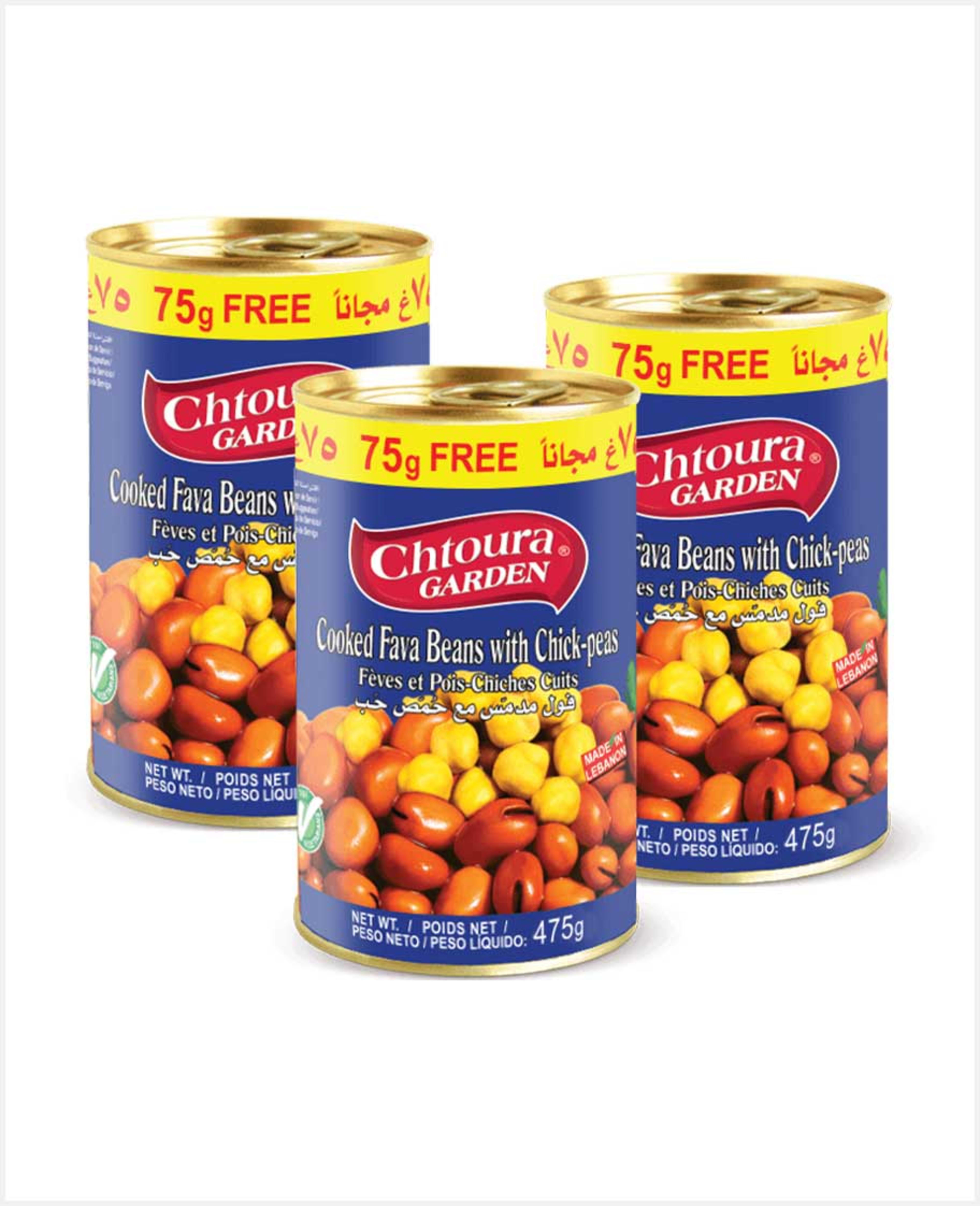 Chtoura Foods Cooked Fava Beans W/ Chickpeas 3x475g Sp.offer