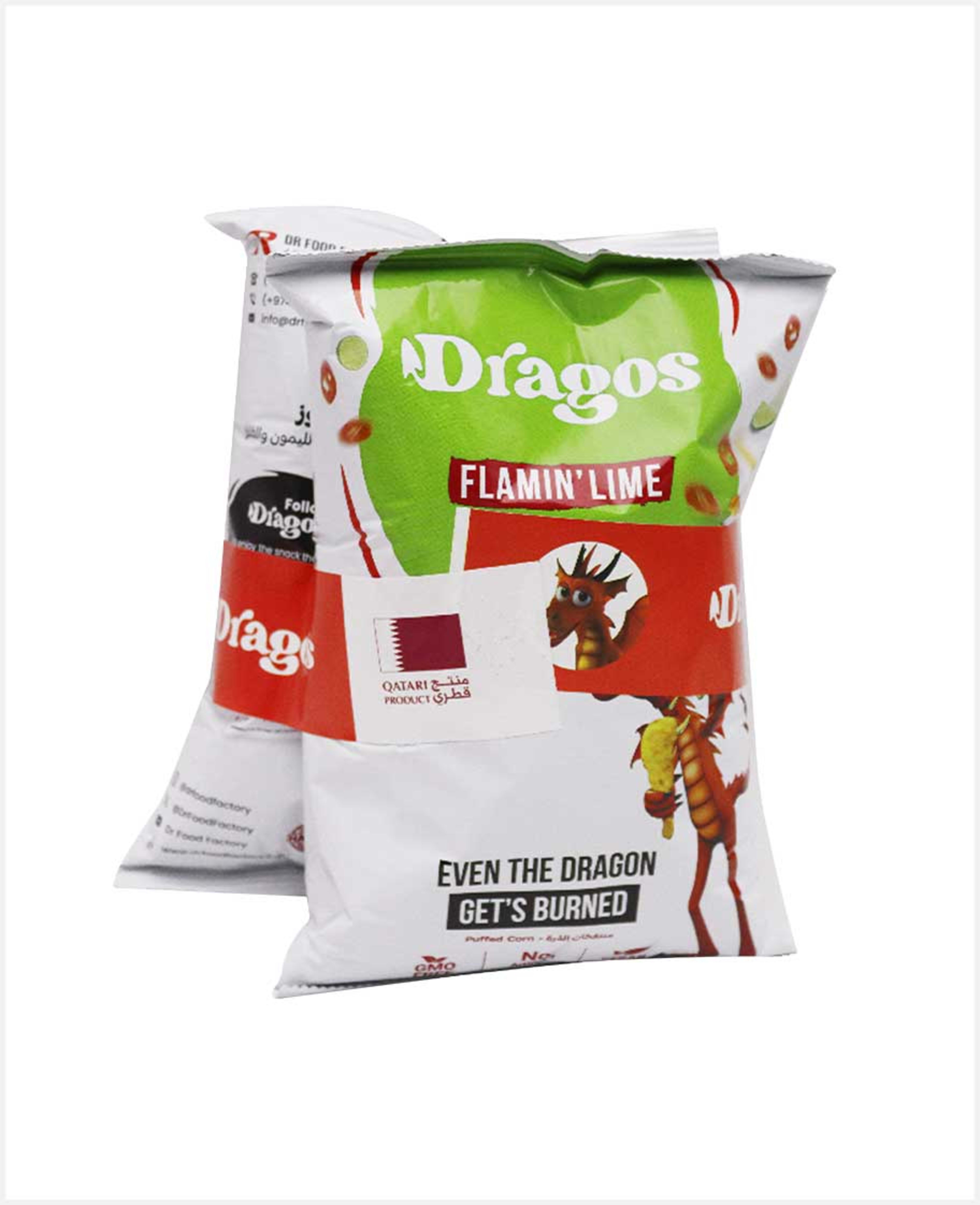 Dragos Puffed Corn Flamin Lime Flavor 2x100gm Promo