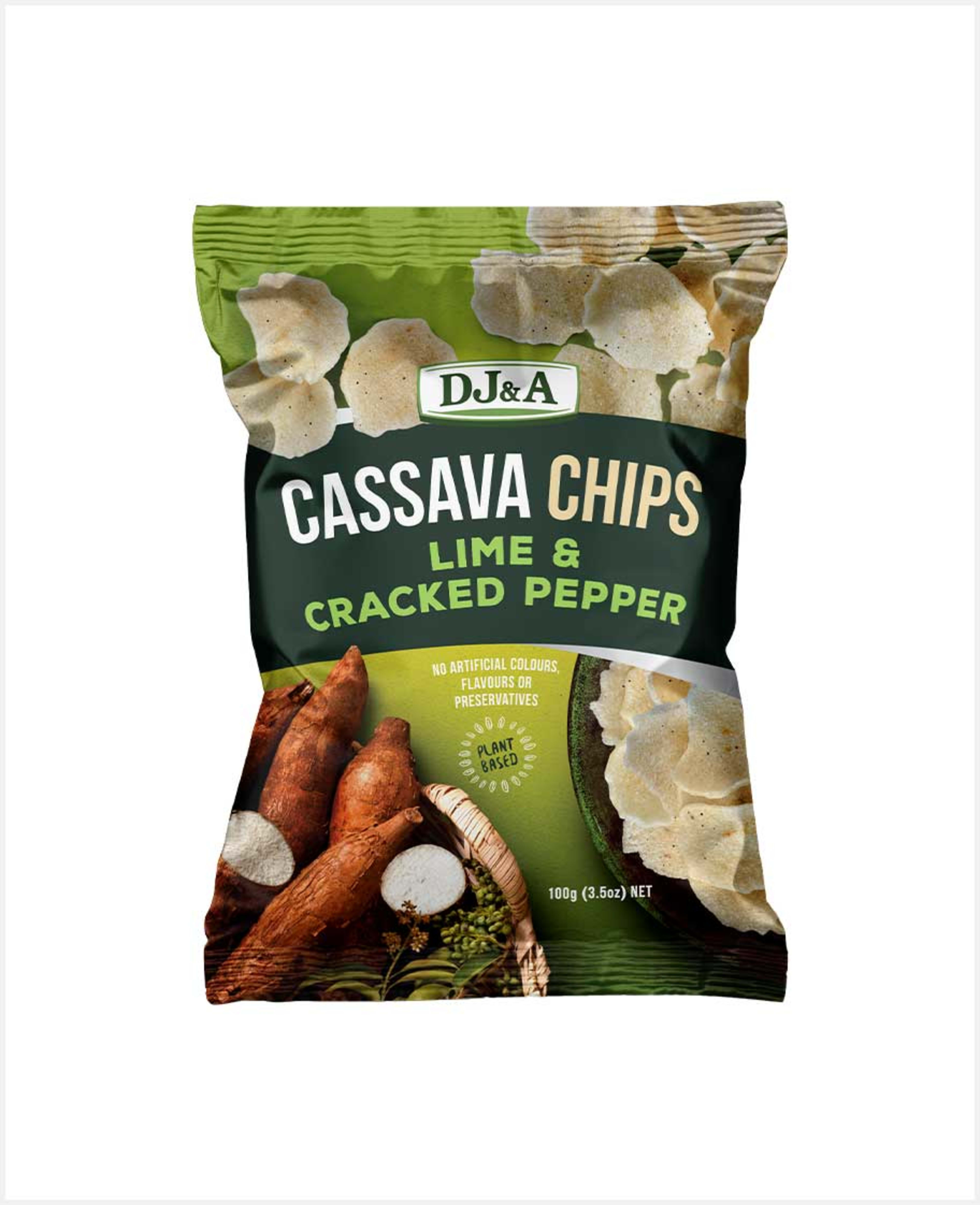 Dj&a Cassava Chips Lime & Cracked Pepper 100gm