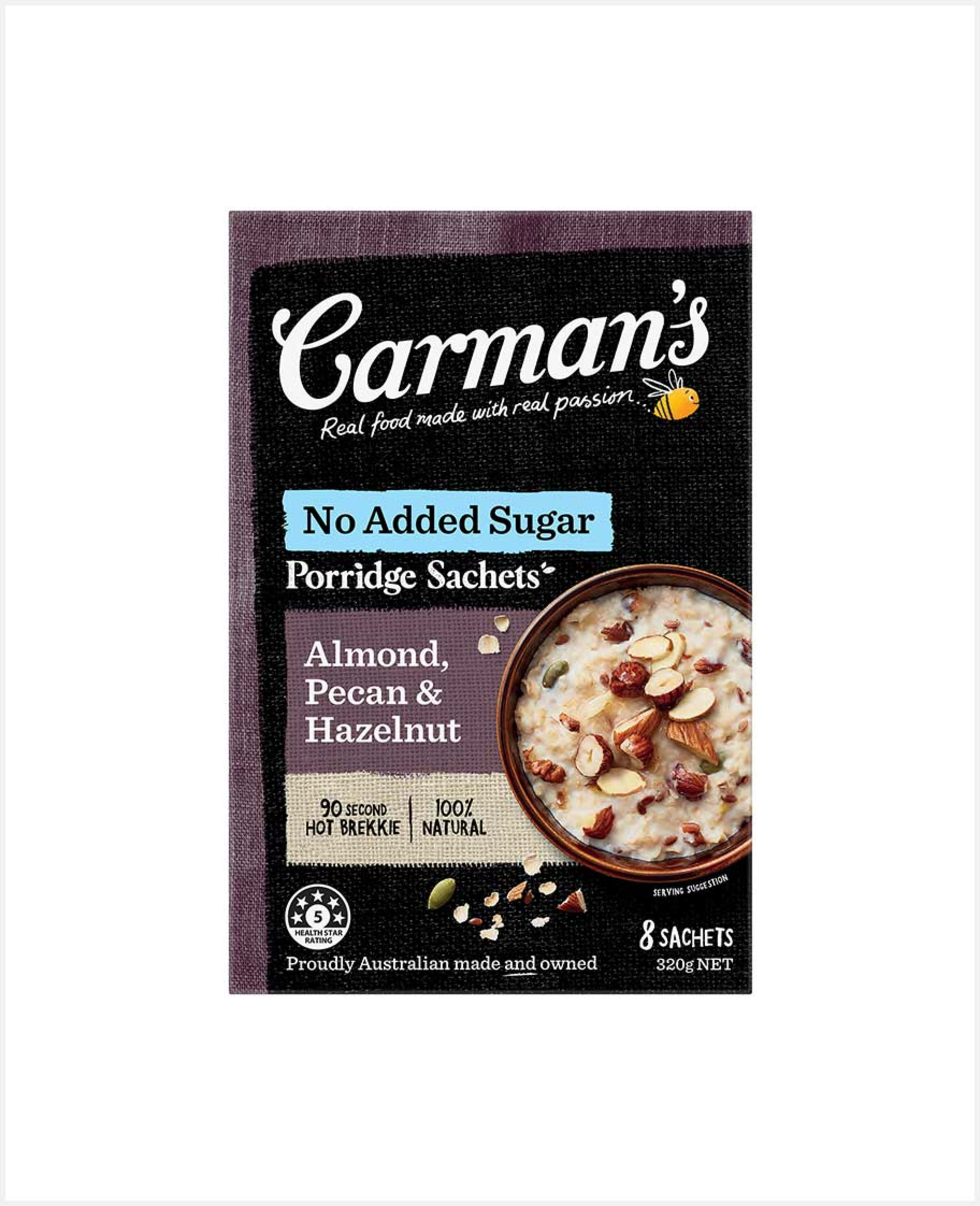 Carman's Porridge Sachets Almond,pecan & Hazelnut 320gm