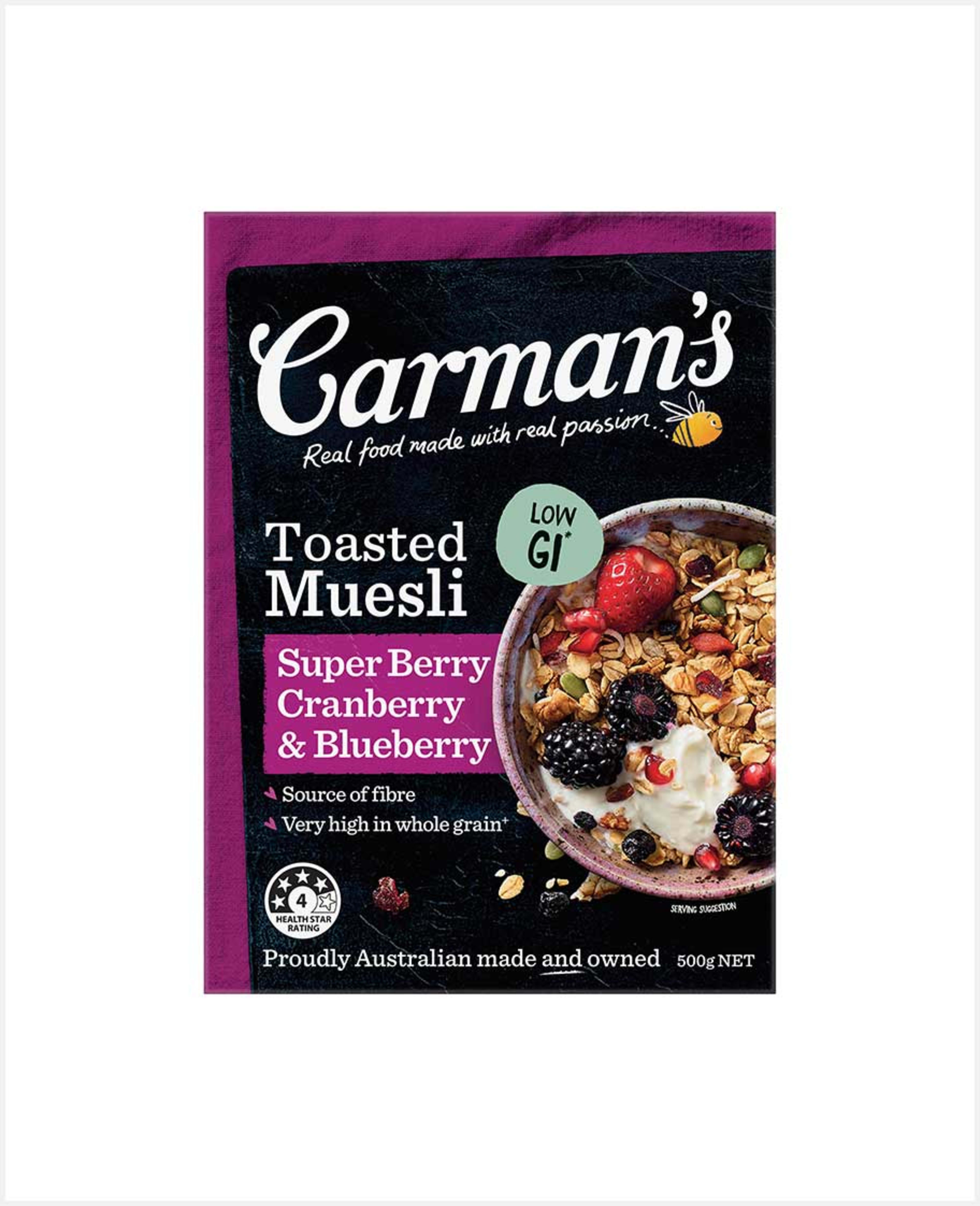 Carman's Toasted Muesli Cranberry & Blueberry 500gm