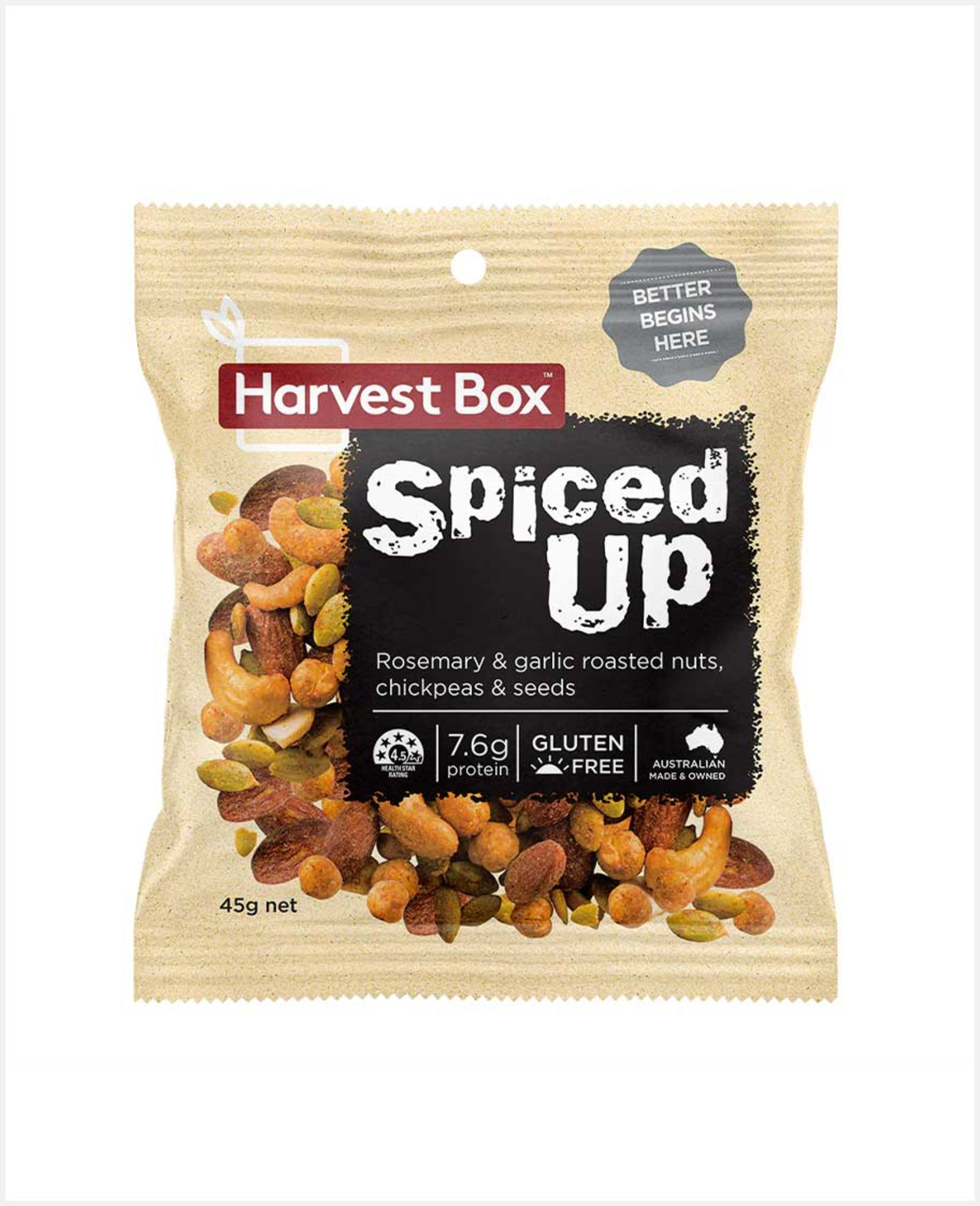 Harvest Box Spiced up Rosemary & Garlic Roasted Nuts 45gm