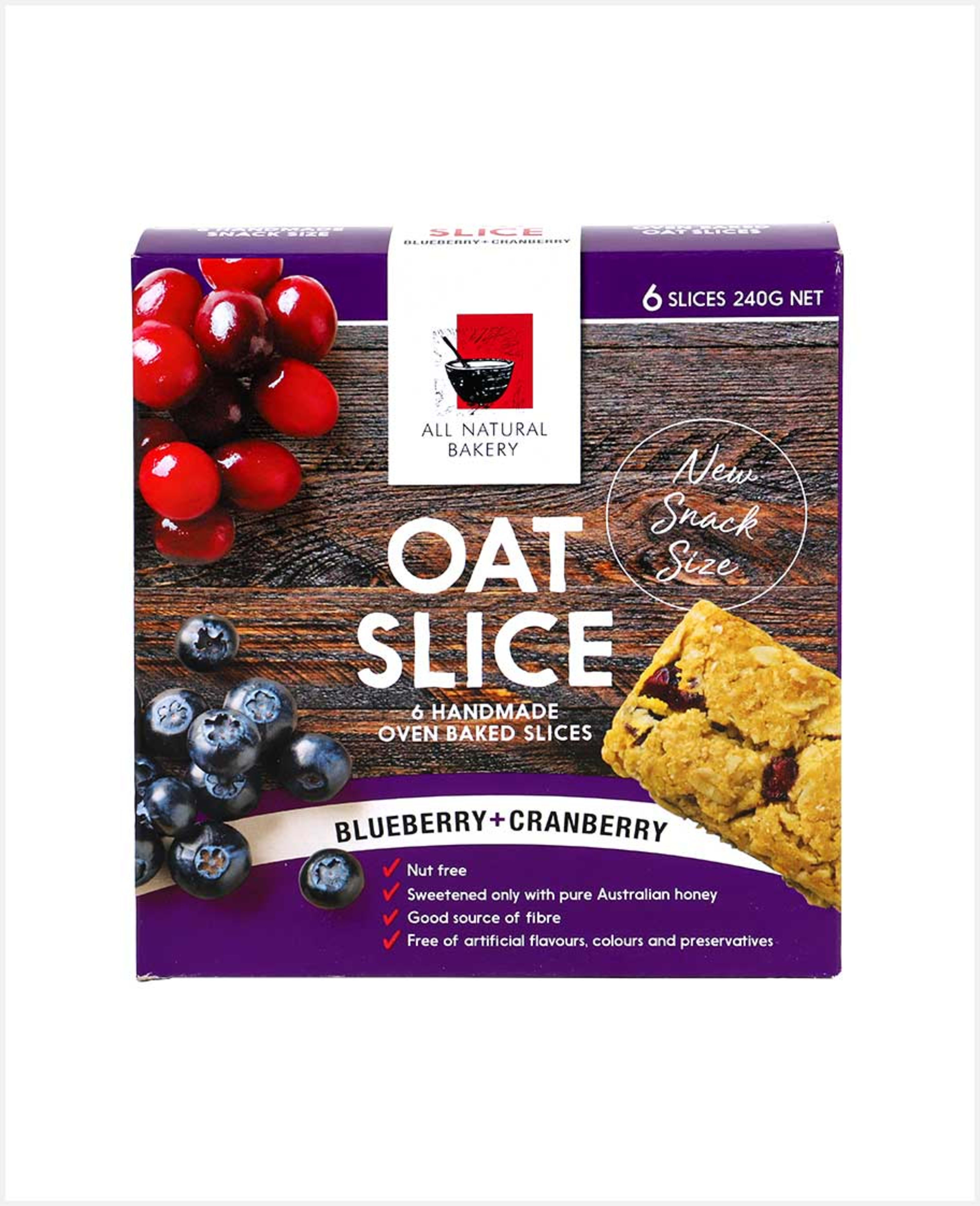 All Natural Bakery Blueberry+cranberry Oat Slice 40gm