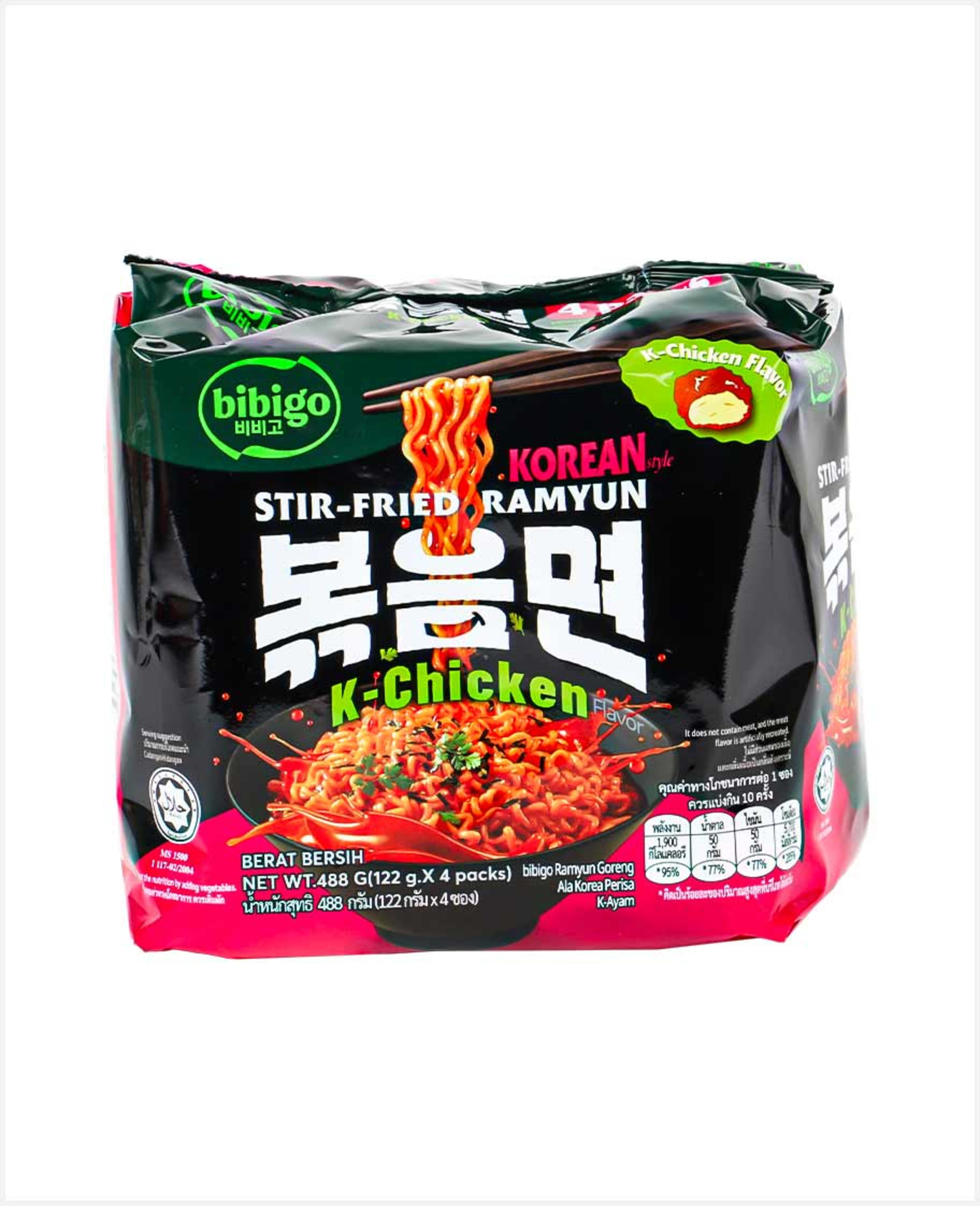 Bibigo Korean Stir Fried Ramyun Noodles Smoky K-chicken Flavor 122gm