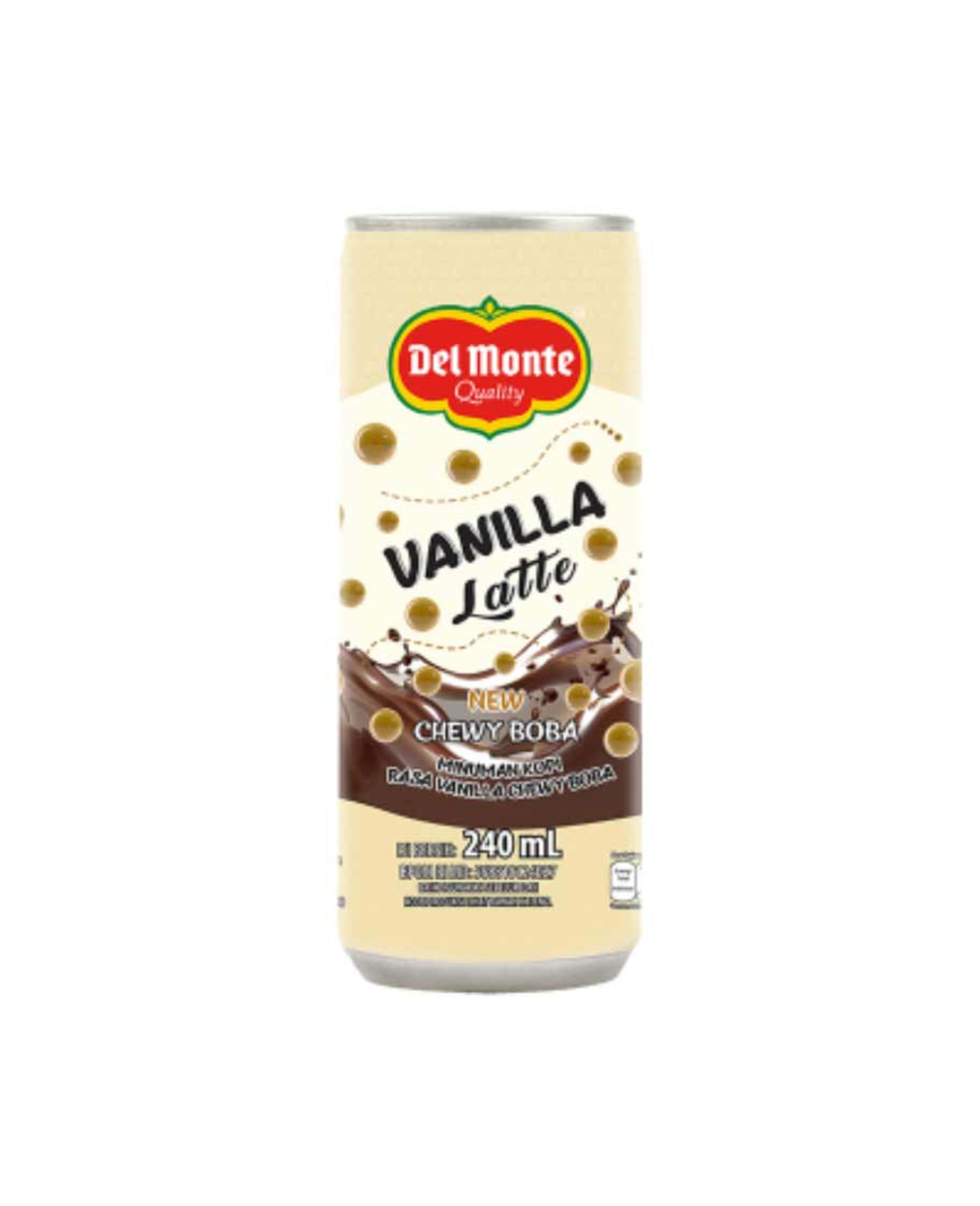 Del Monte New Chewy Boba Vanilla Latte Flavor Drink Can 240ml