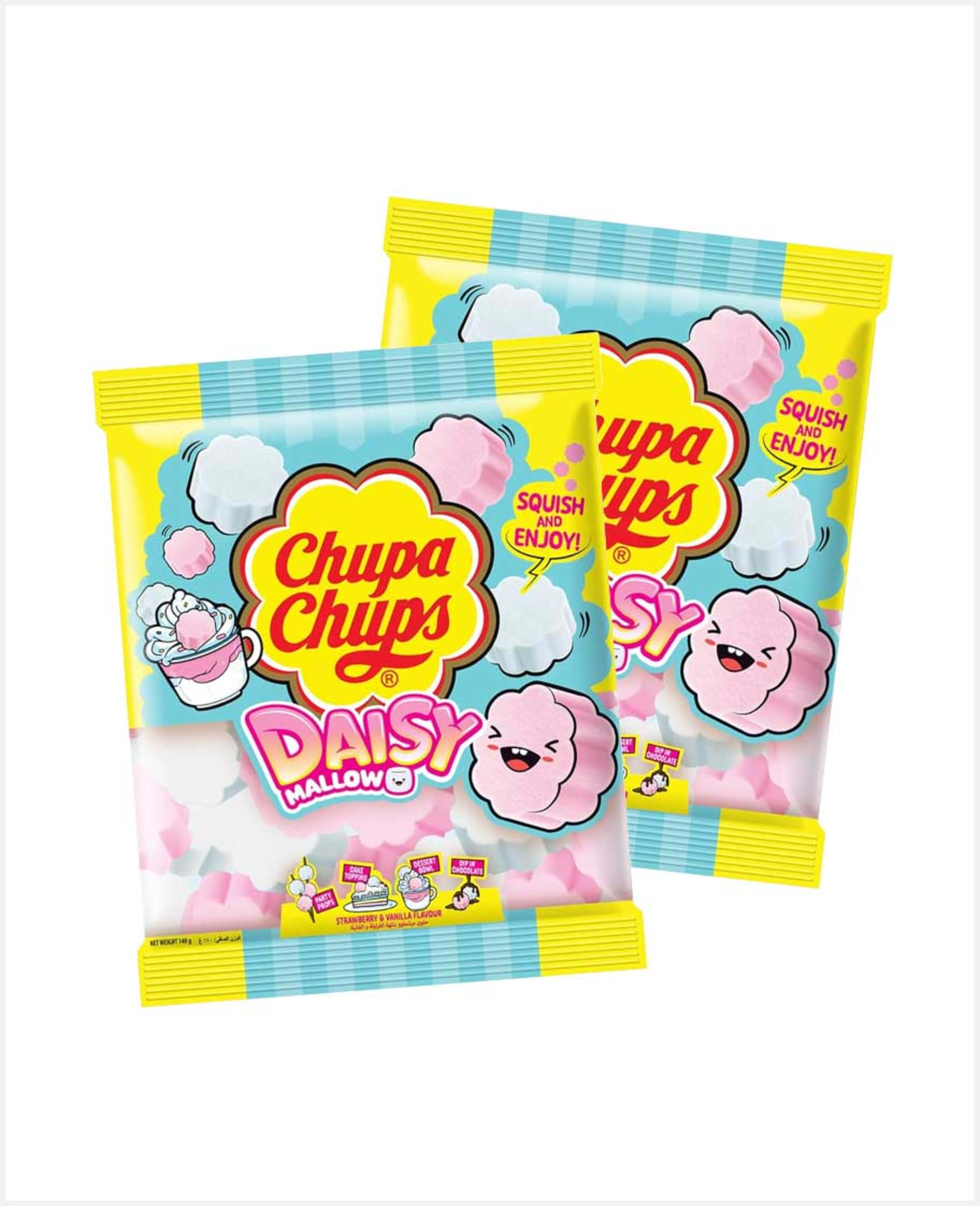 Chupa Chups Daisy Mallow Strawberry & Vanilla Flavour 2x140gm Promo