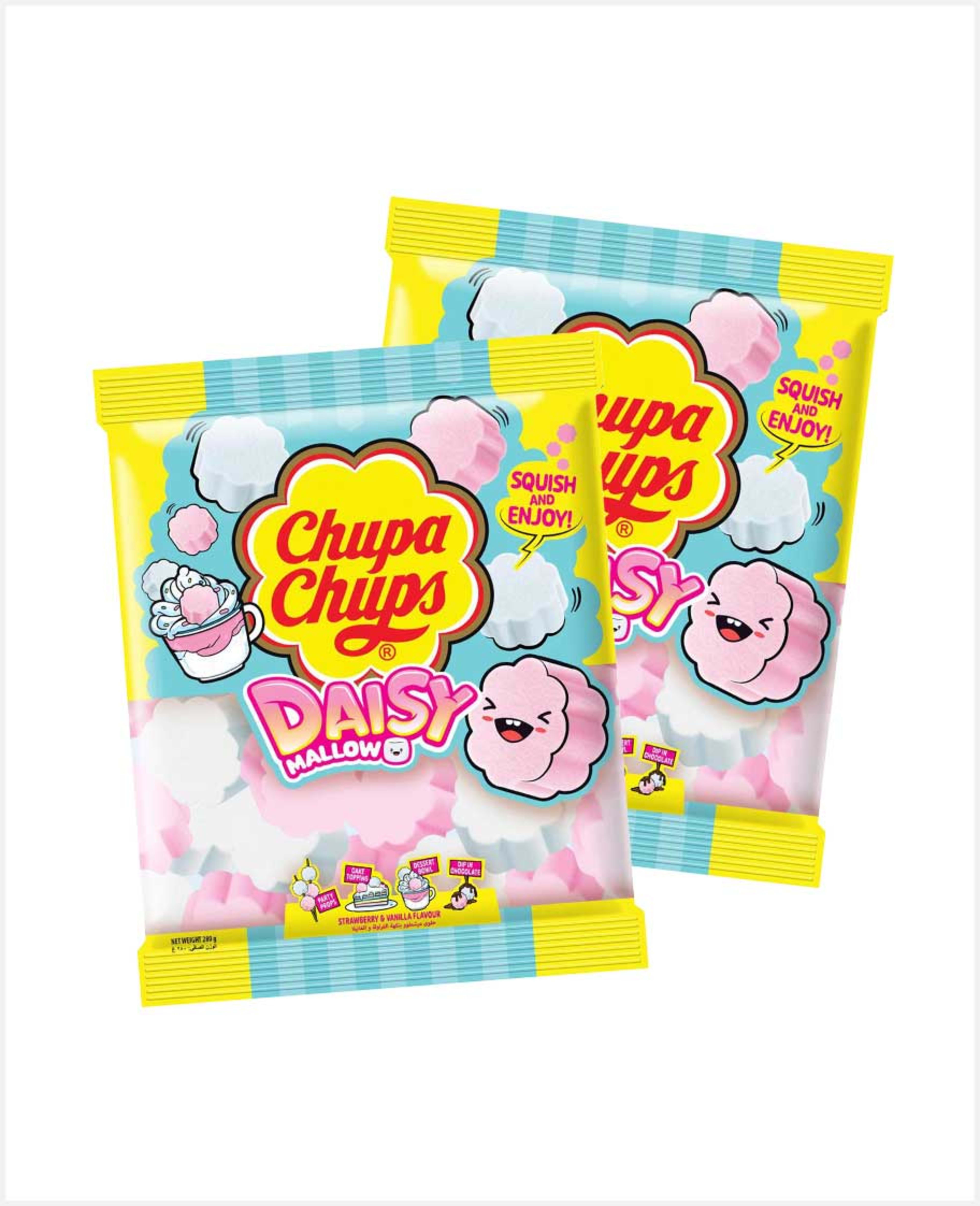 Chupa Chups Daisy Mallow Strawberry & Vanilla Flavour 2x280gm Promo