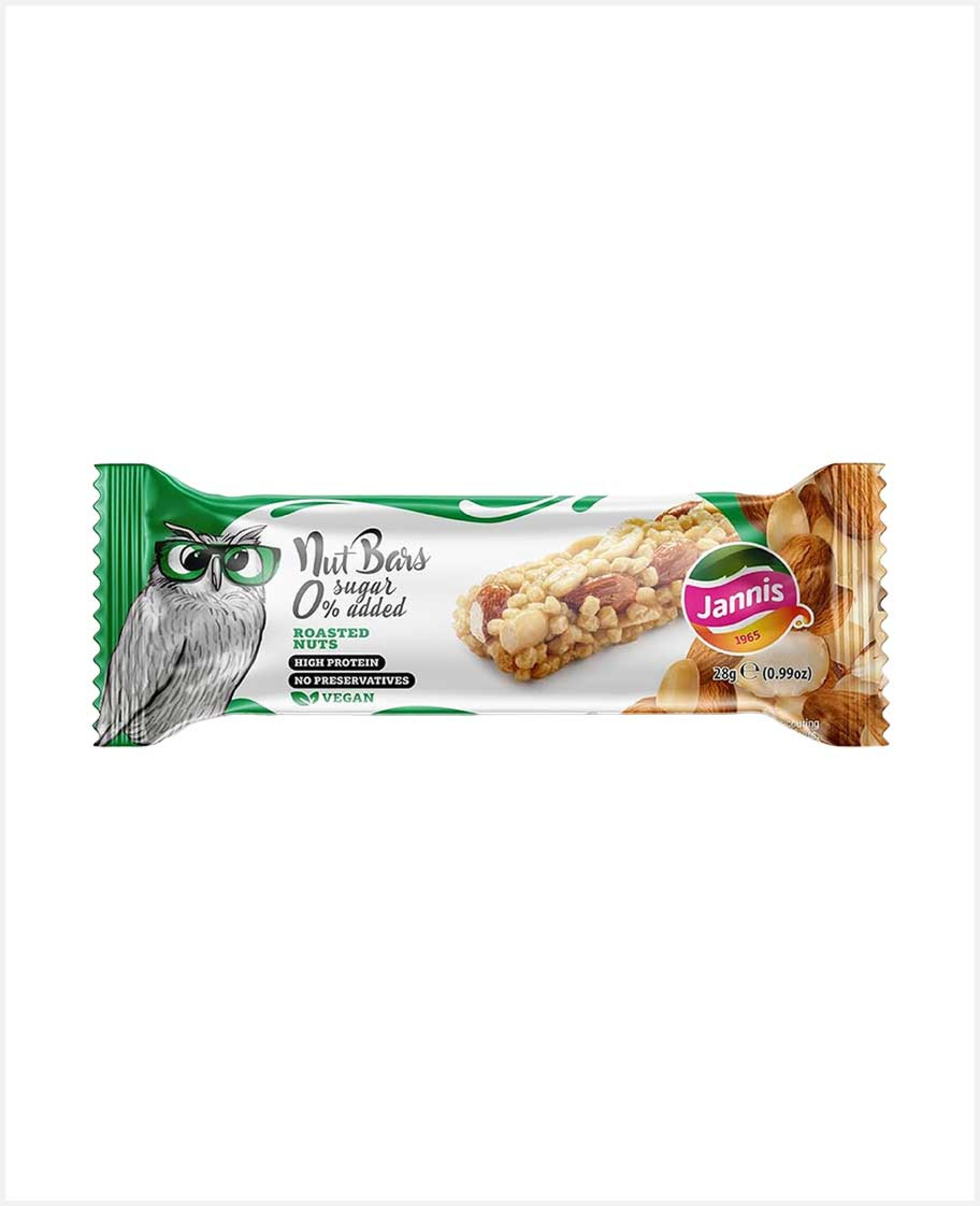 Jannis Nut Bar 0% Sugar Added Roasted Nuts High Protein No Preservatives 28gm