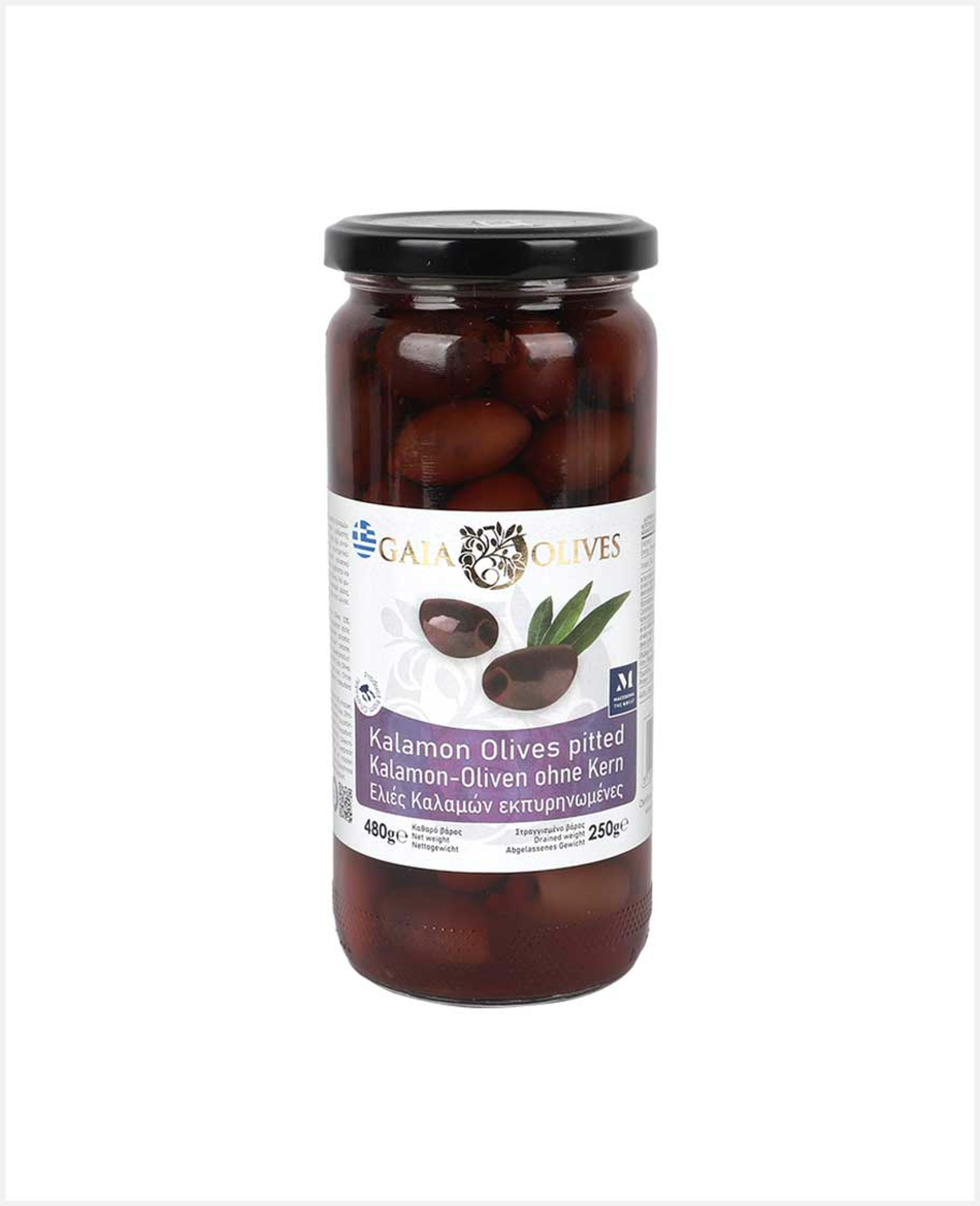 Gaia Olives Kalamon Oilves Pitted 480gm