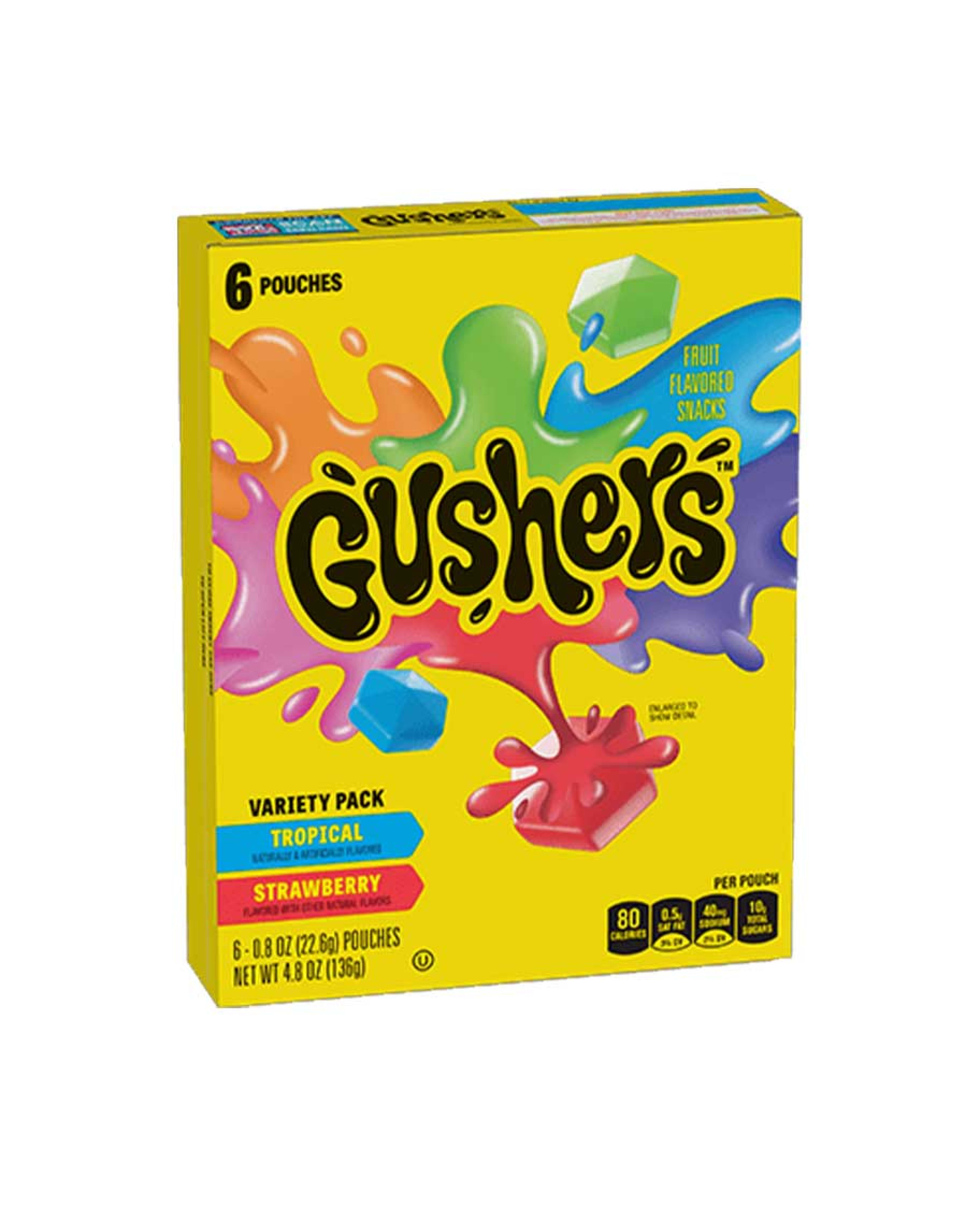 Gushers Fruit Flavored Snacks Variety Pack Tropical & Strawberry Flavors 4.8oz (136gm)