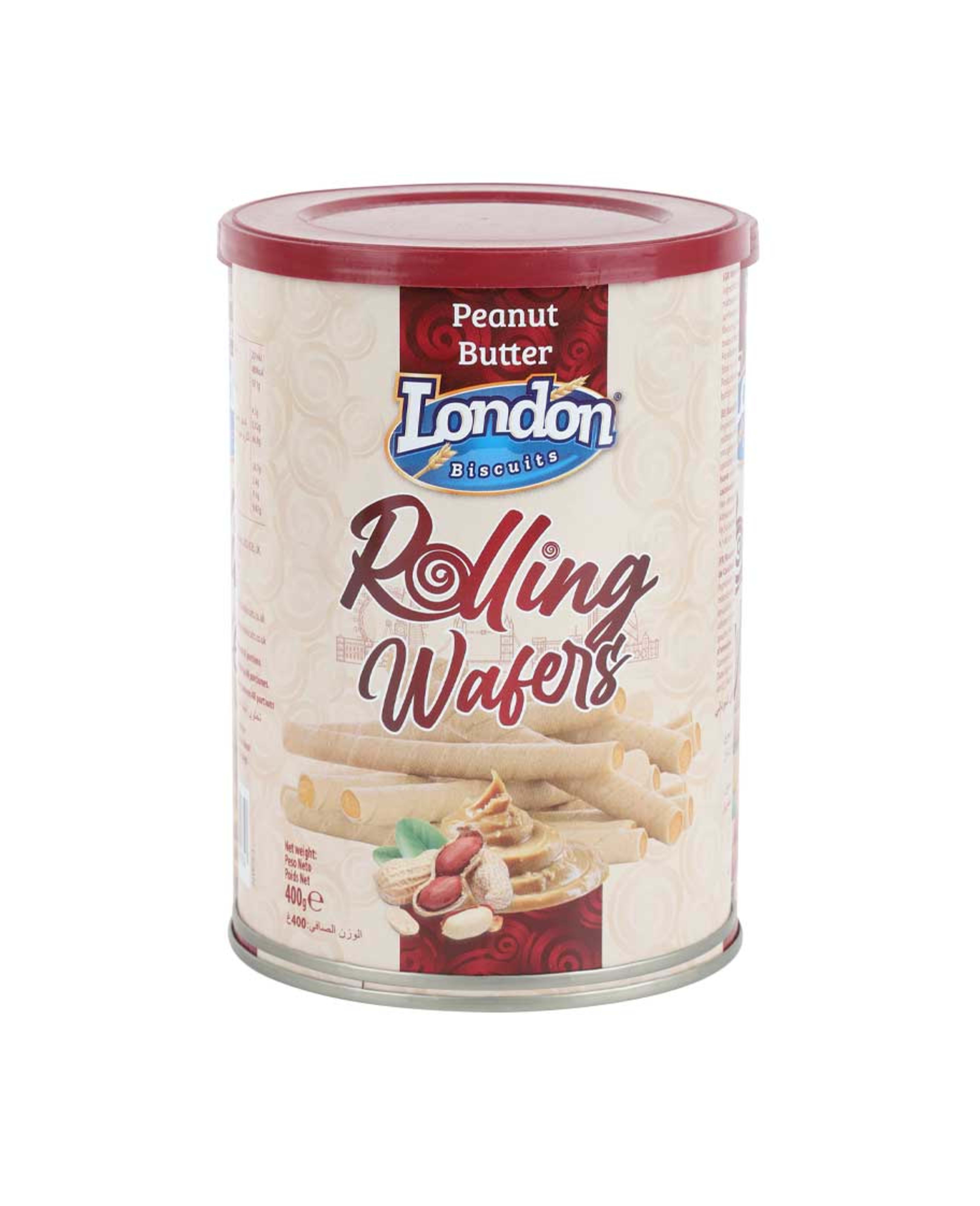 London Biscuits Rolling Wafers Peanut Butters Tin 400gm