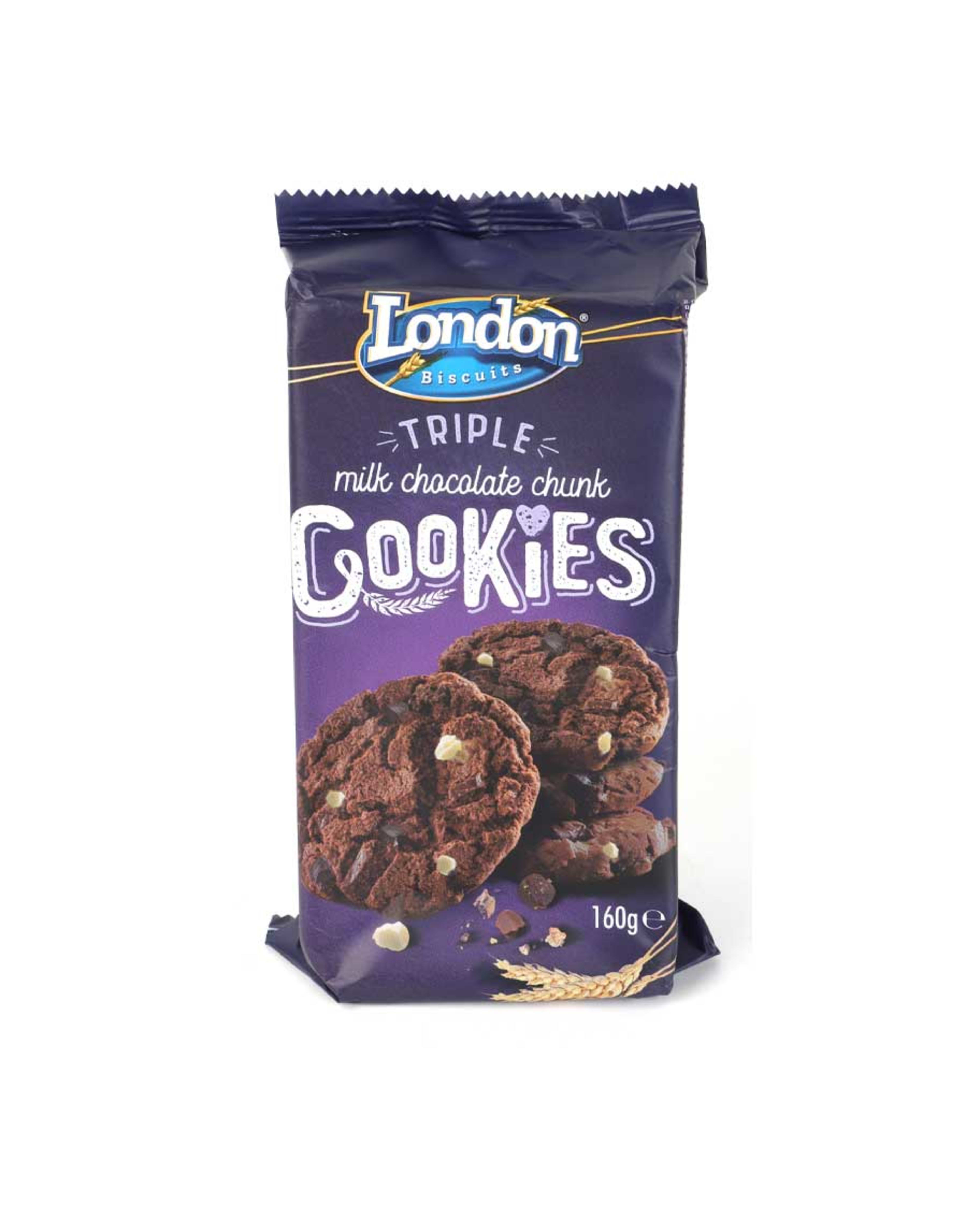 London Biscuits Cookies Triple Milk Chocolate Chunk 160gm