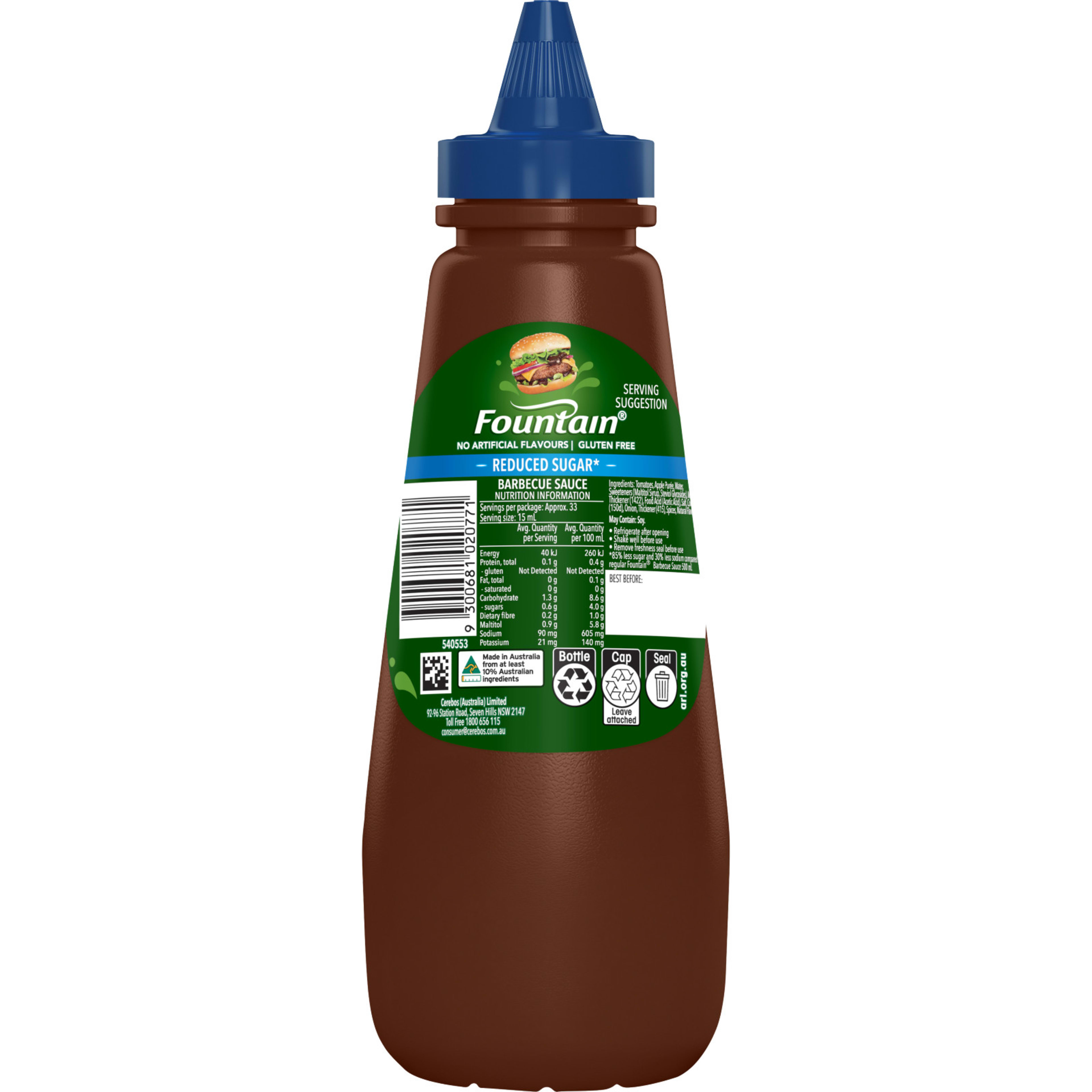 Fountain Reduced Sugar Barbecue Sauce 500ml - image 2