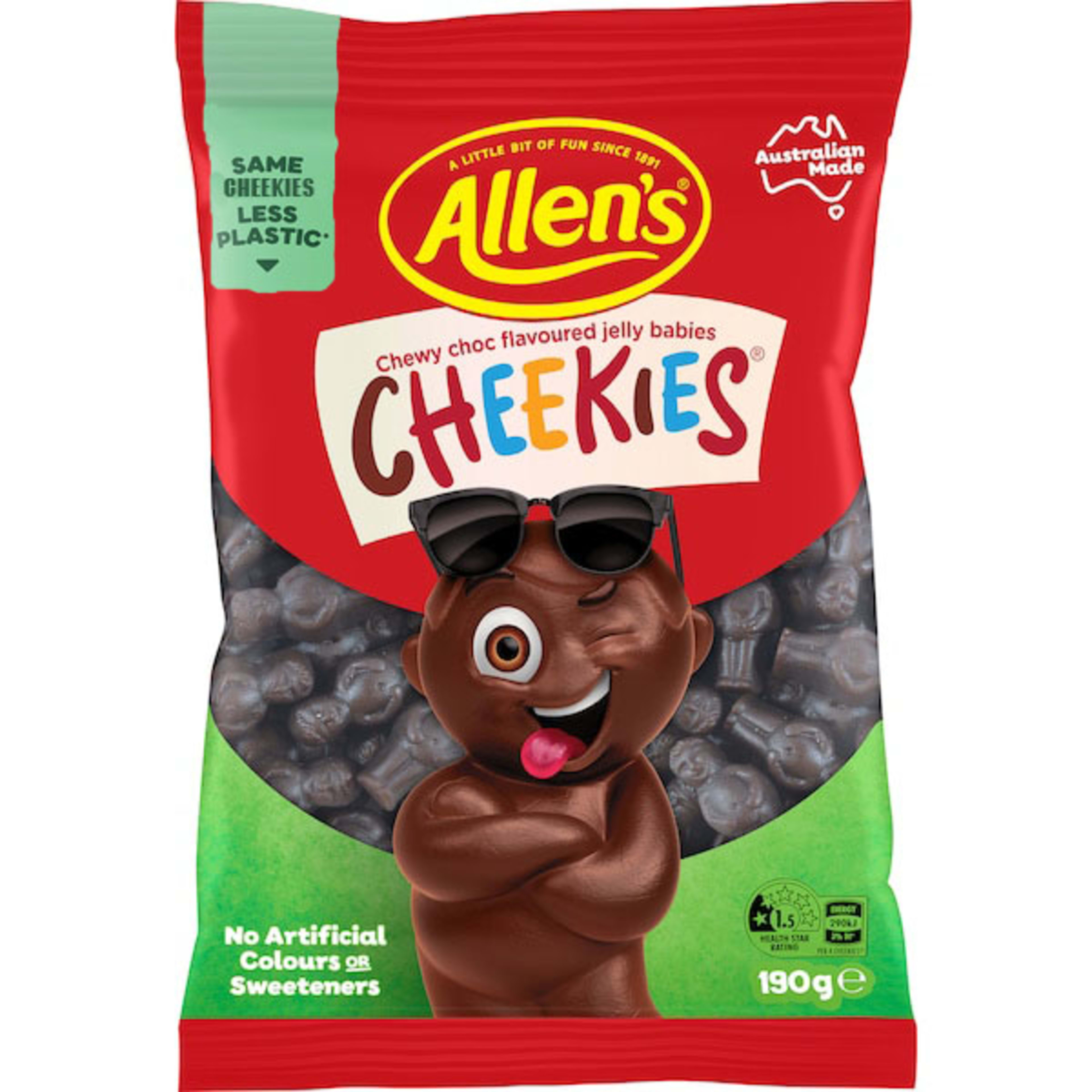 Allen's Chewy Choc Flovoured Jelly Babies Cheekies 190gm