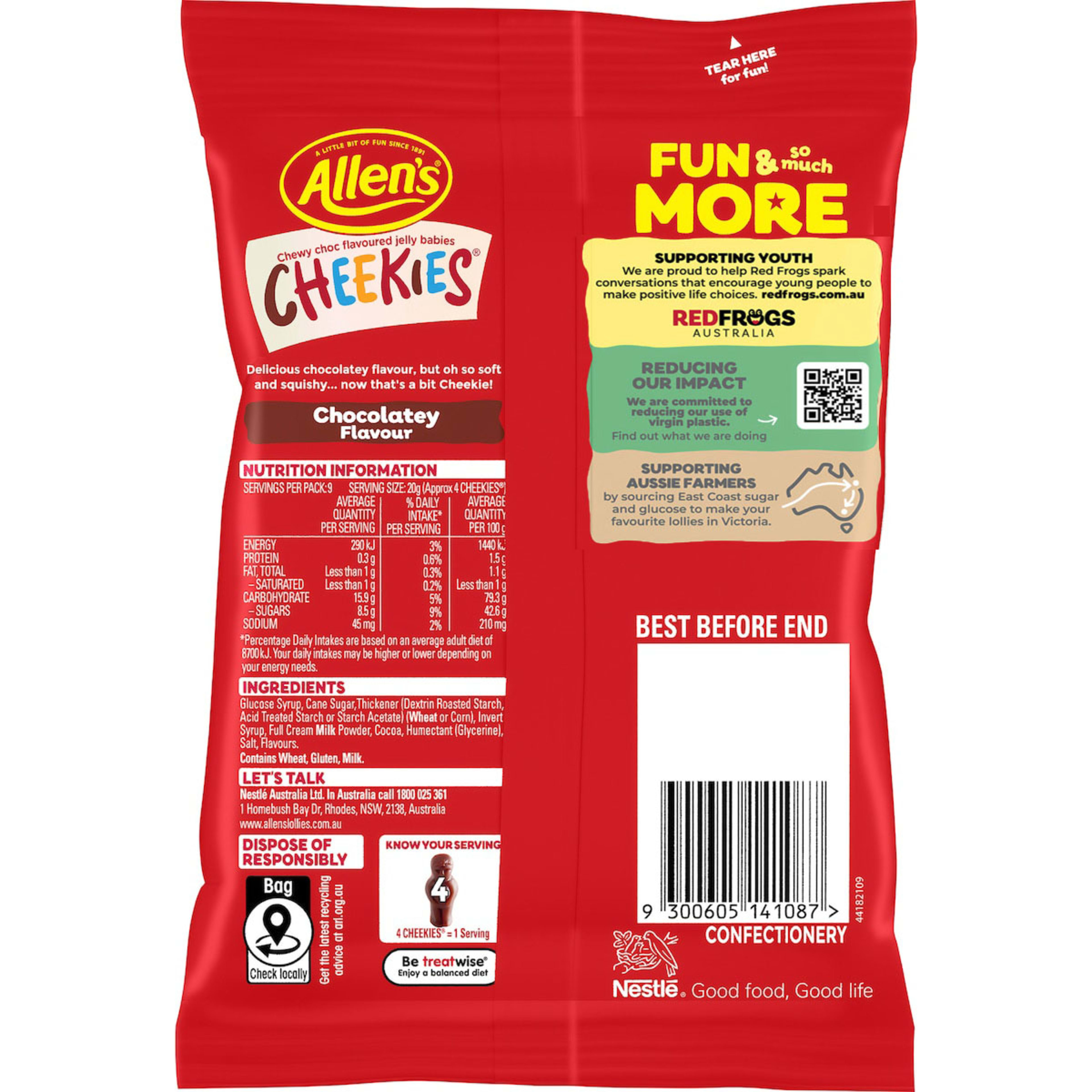 Allen's Chewy Choc Flovoured Jelly Babies Cheekies 190gm - image 2