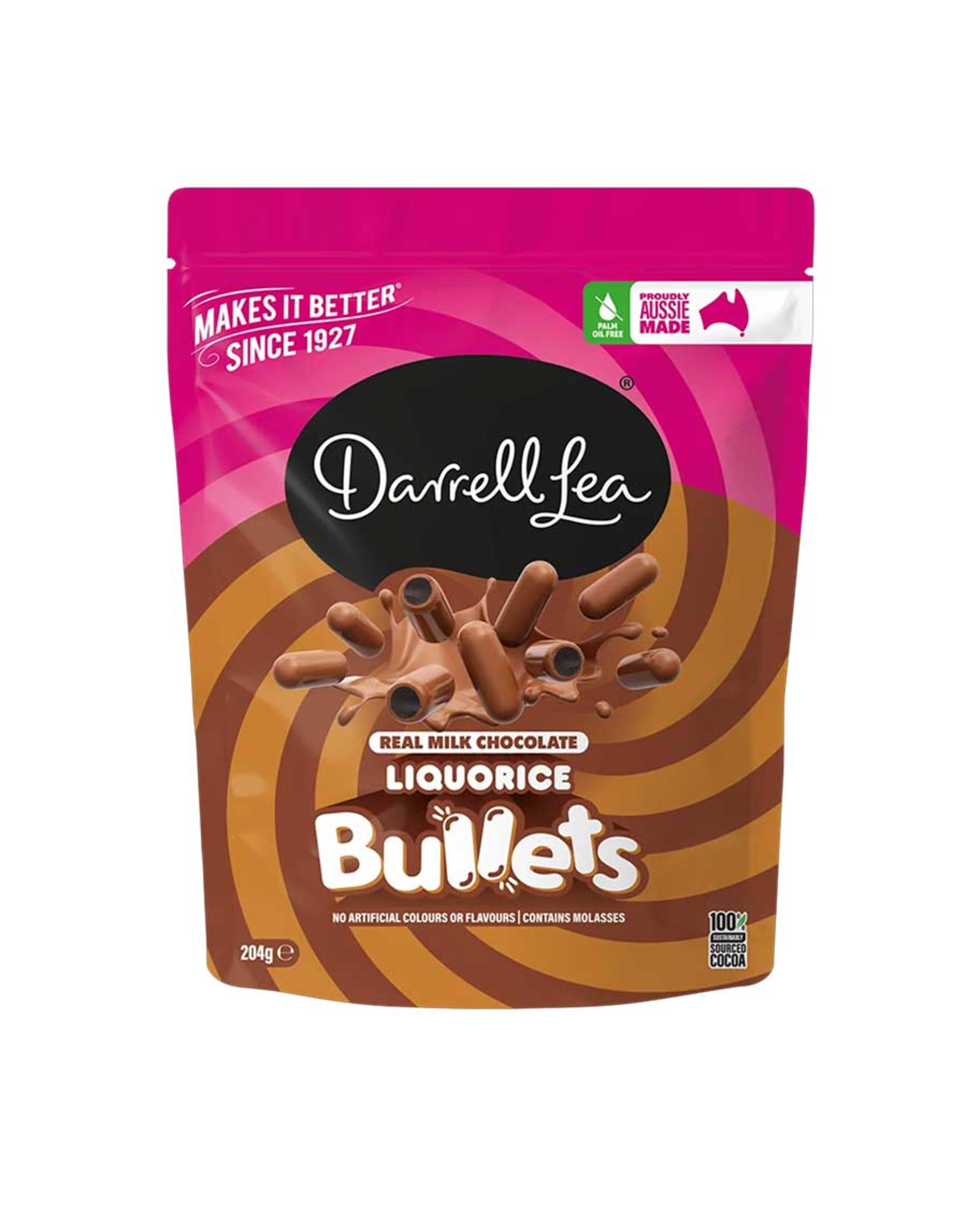 Darrell Lea Liquorice Bullets Milk Chocolate 204gm