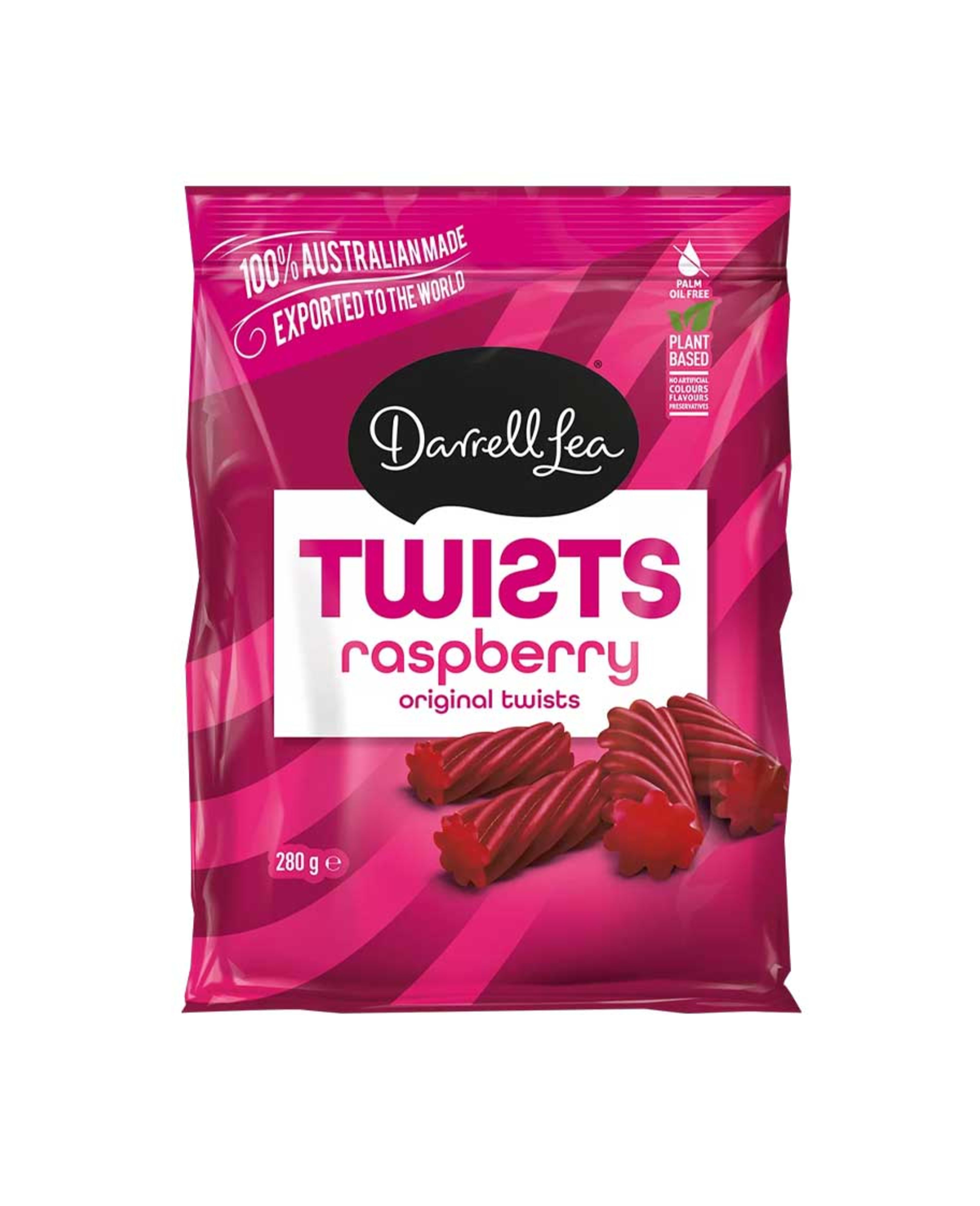 Darrell Lea Rasberry Original Twists 280gm