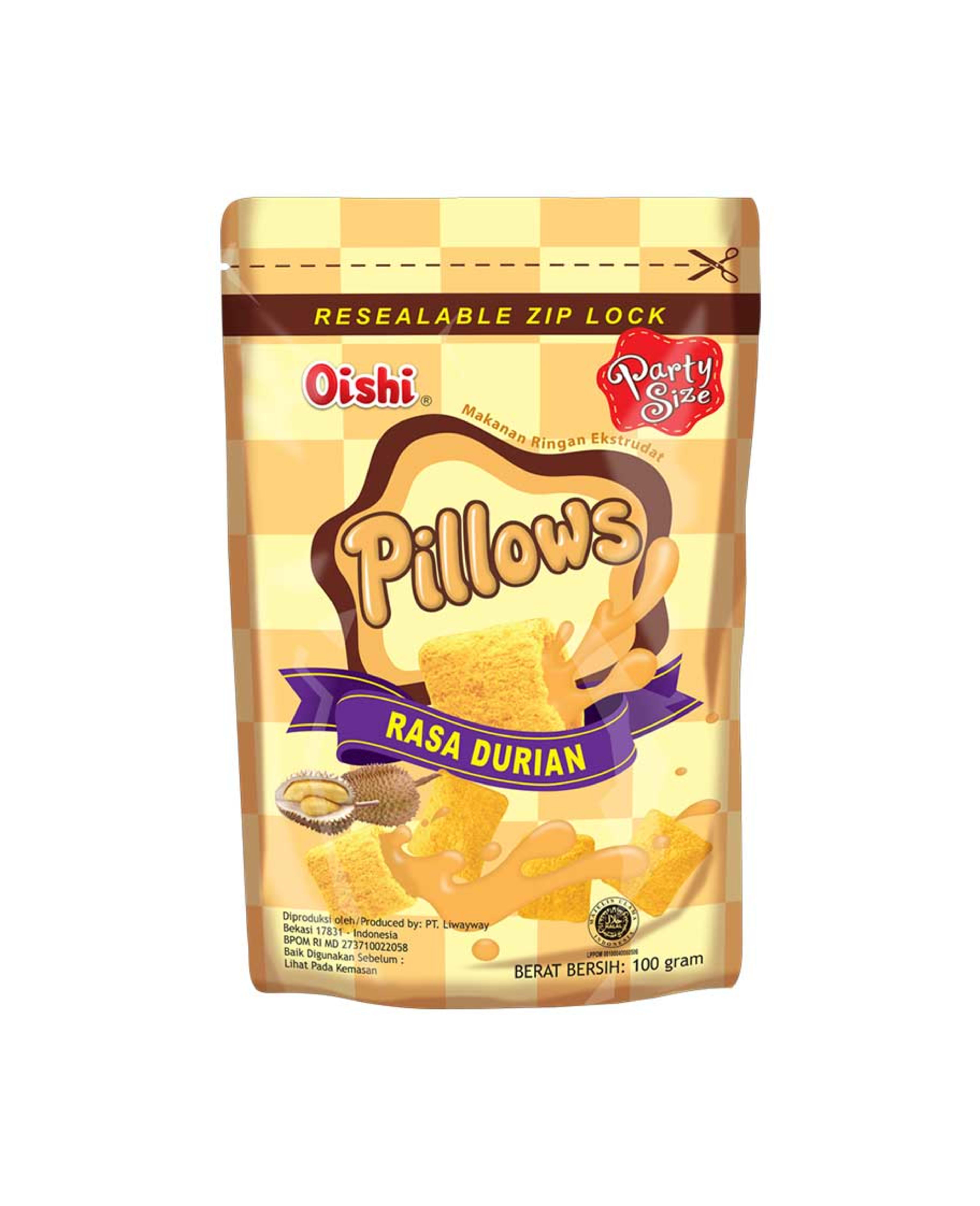 Oishi Pillow Durian Flavor 100gm