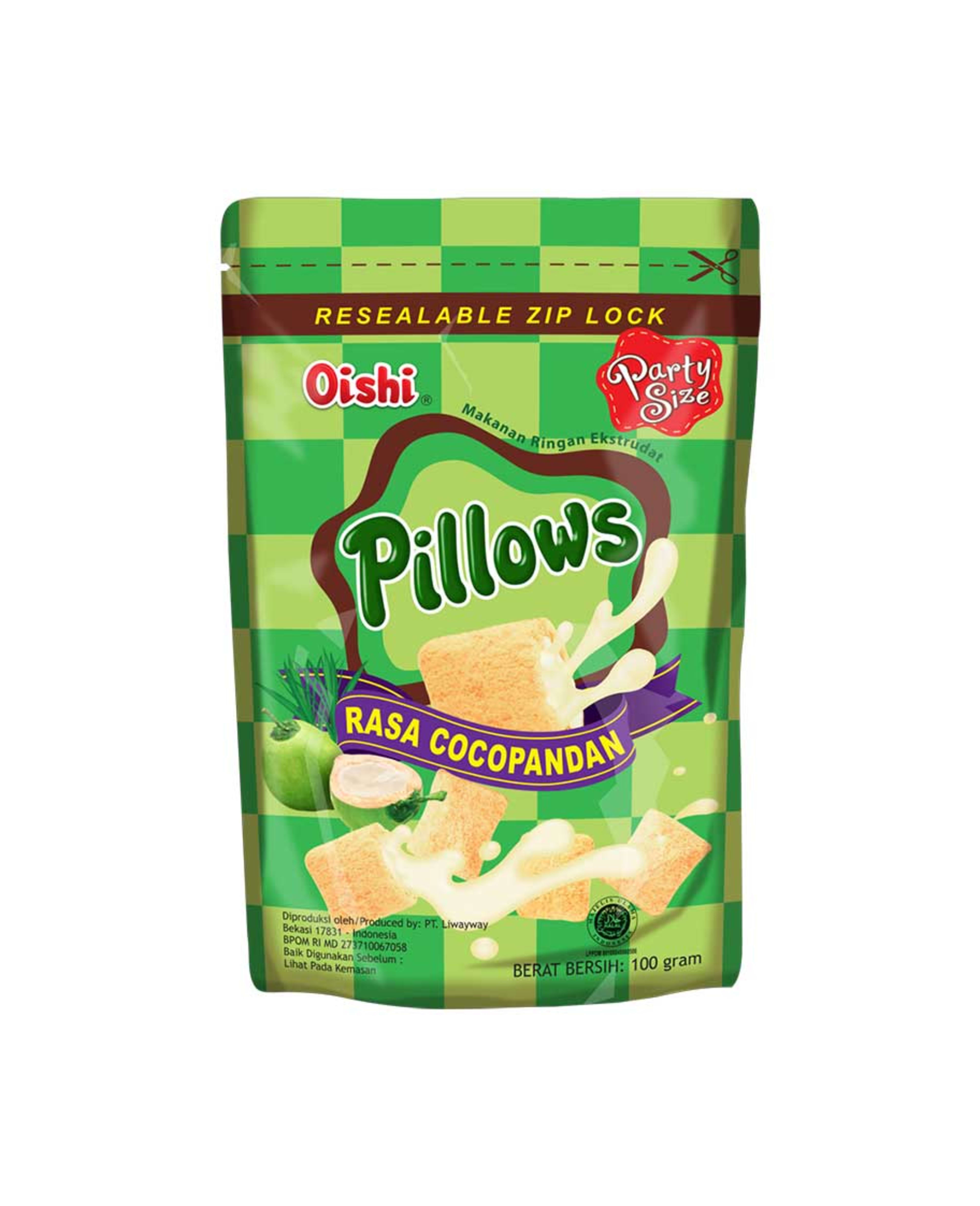 Oishi Pillows Cocopandan Flavor 100gm