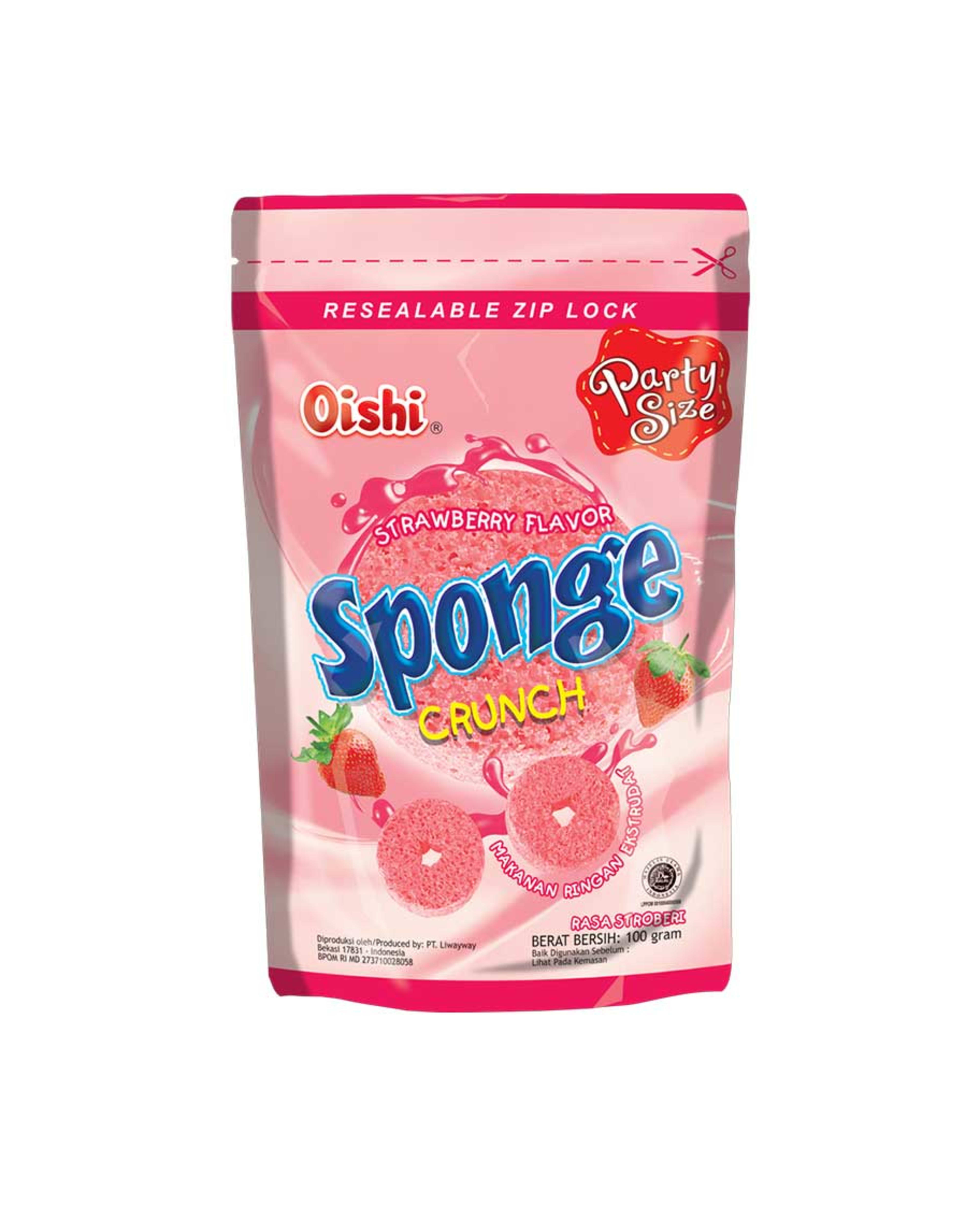 Oishi Sponge Crunch Strawberry Flavor 100gm