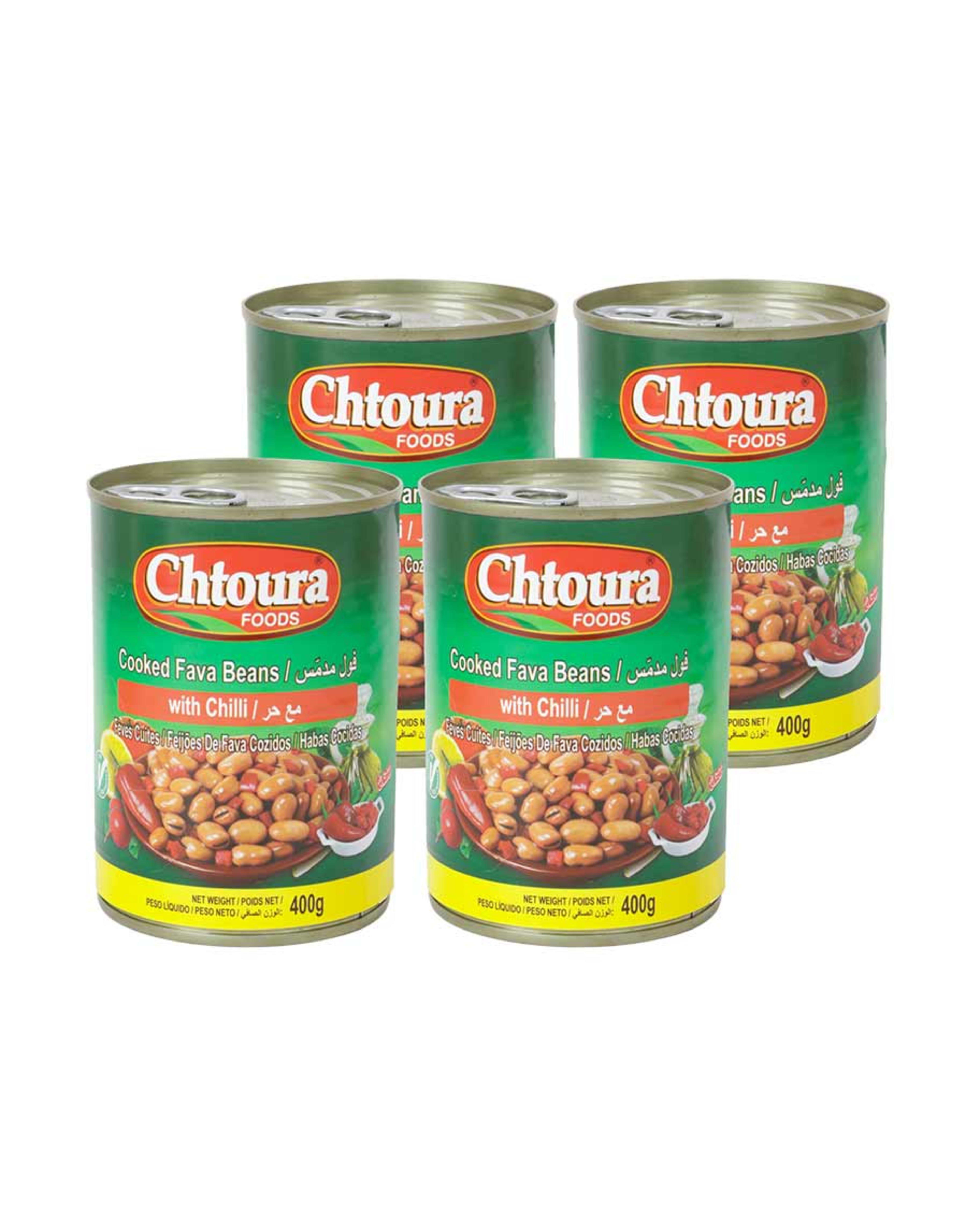 Chtoura Foods Cooked Fava Beans W/ Chilli 4x400gm Promo