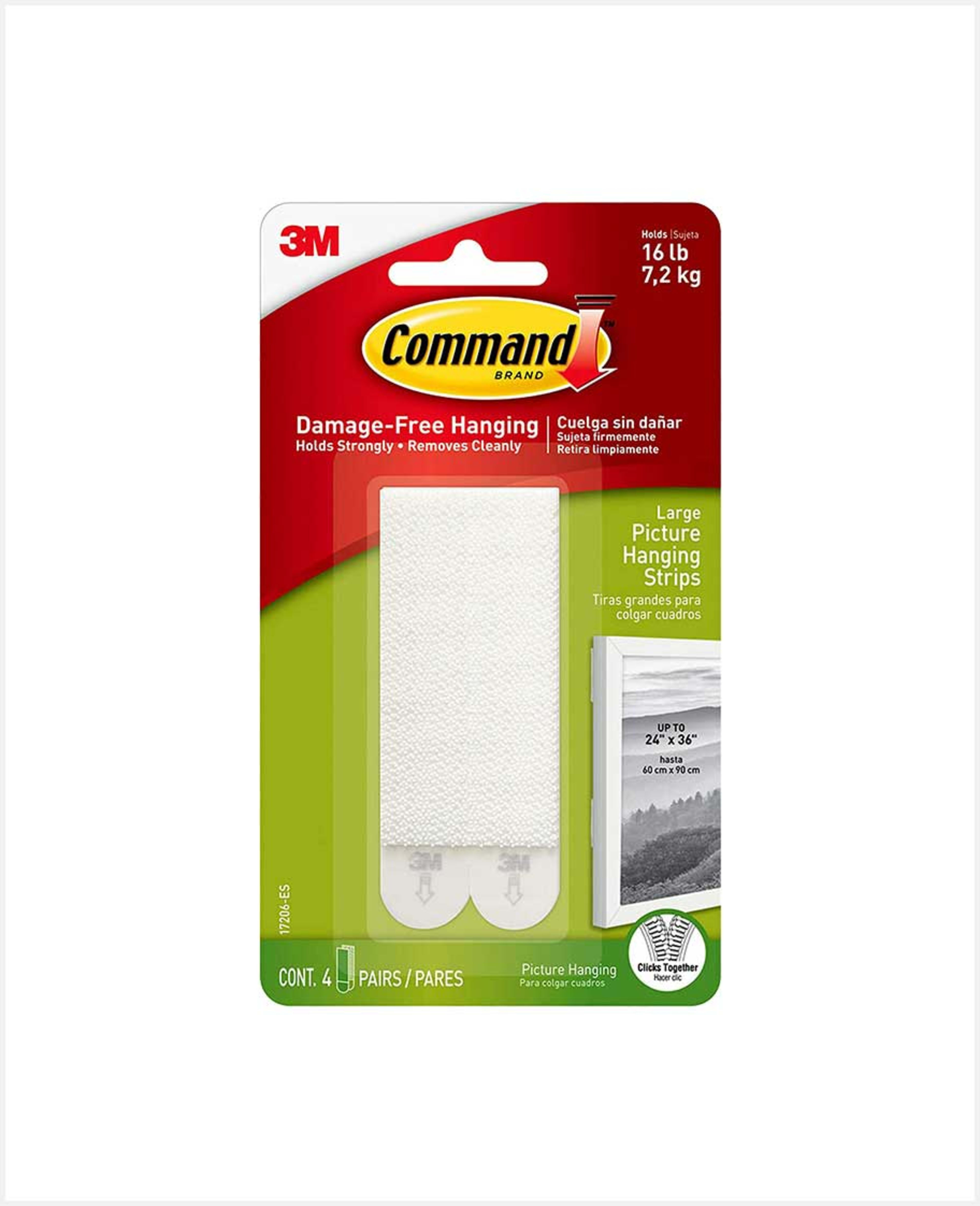 Command Large Picture Hanging Strips 4pairs 17206-es