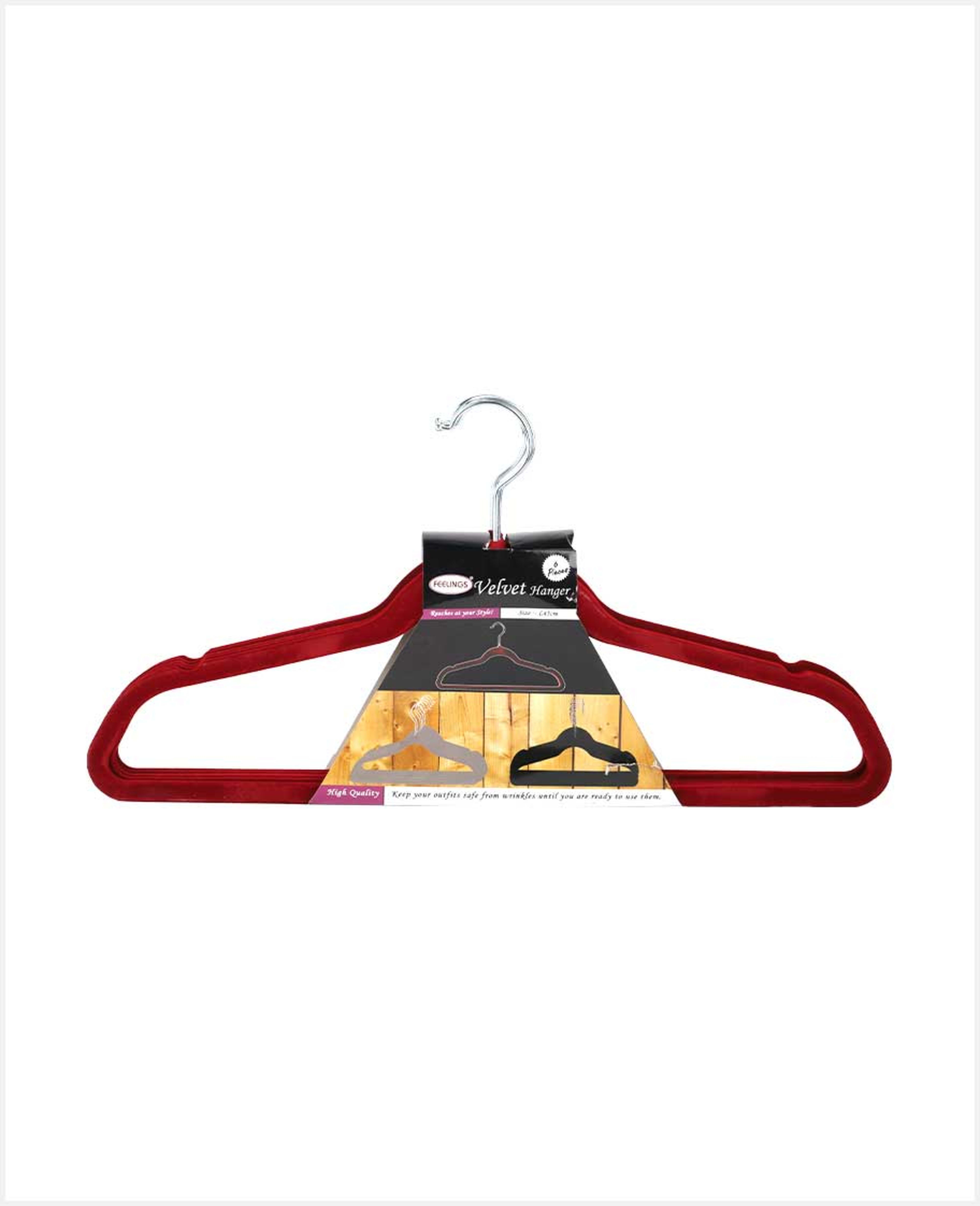 Feelings W2h1 Hanger Velvet Red 6pcs Set Rj1464