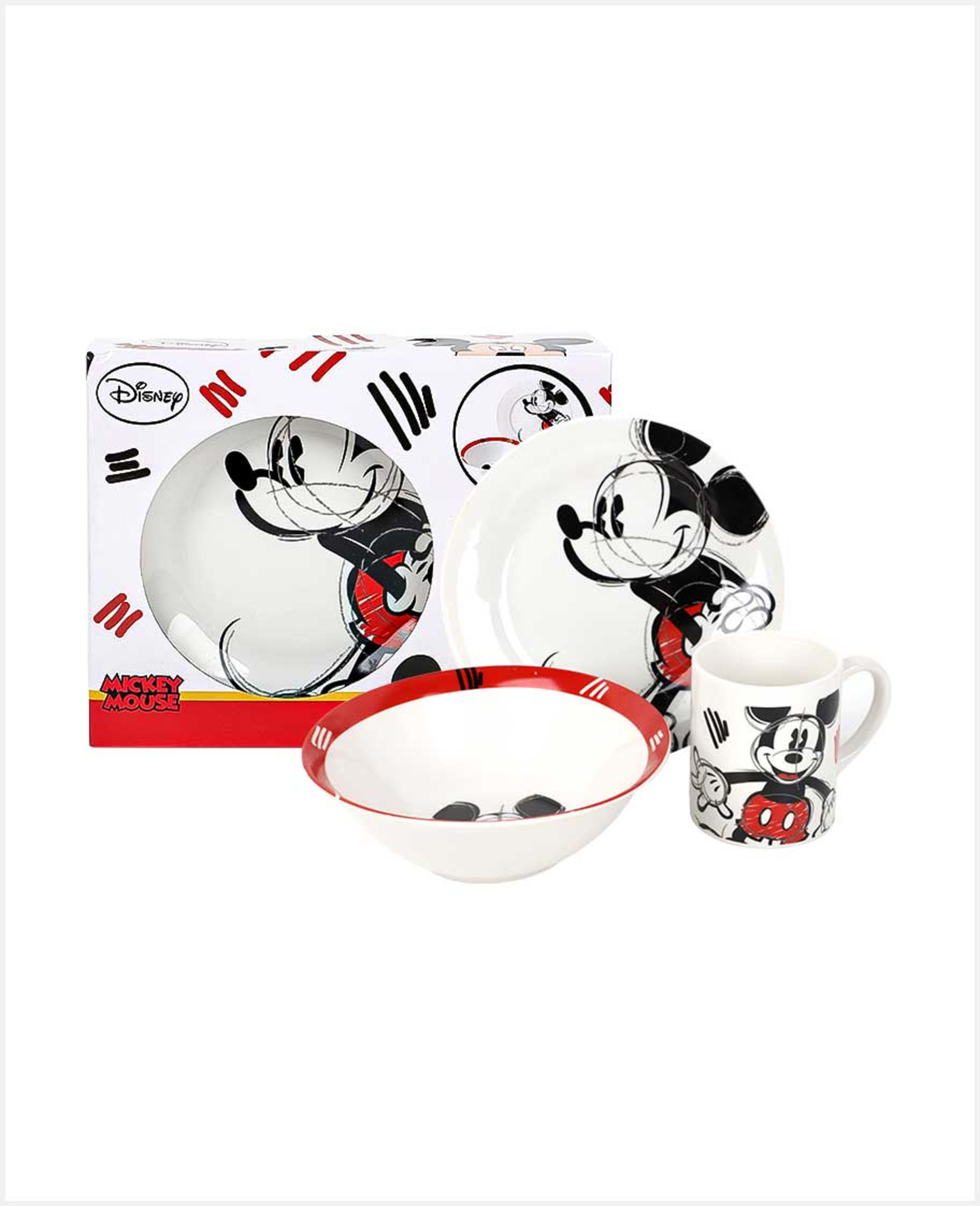 Disney W2h1 Dinner Set Mickey Rough 3pcs Rj2342