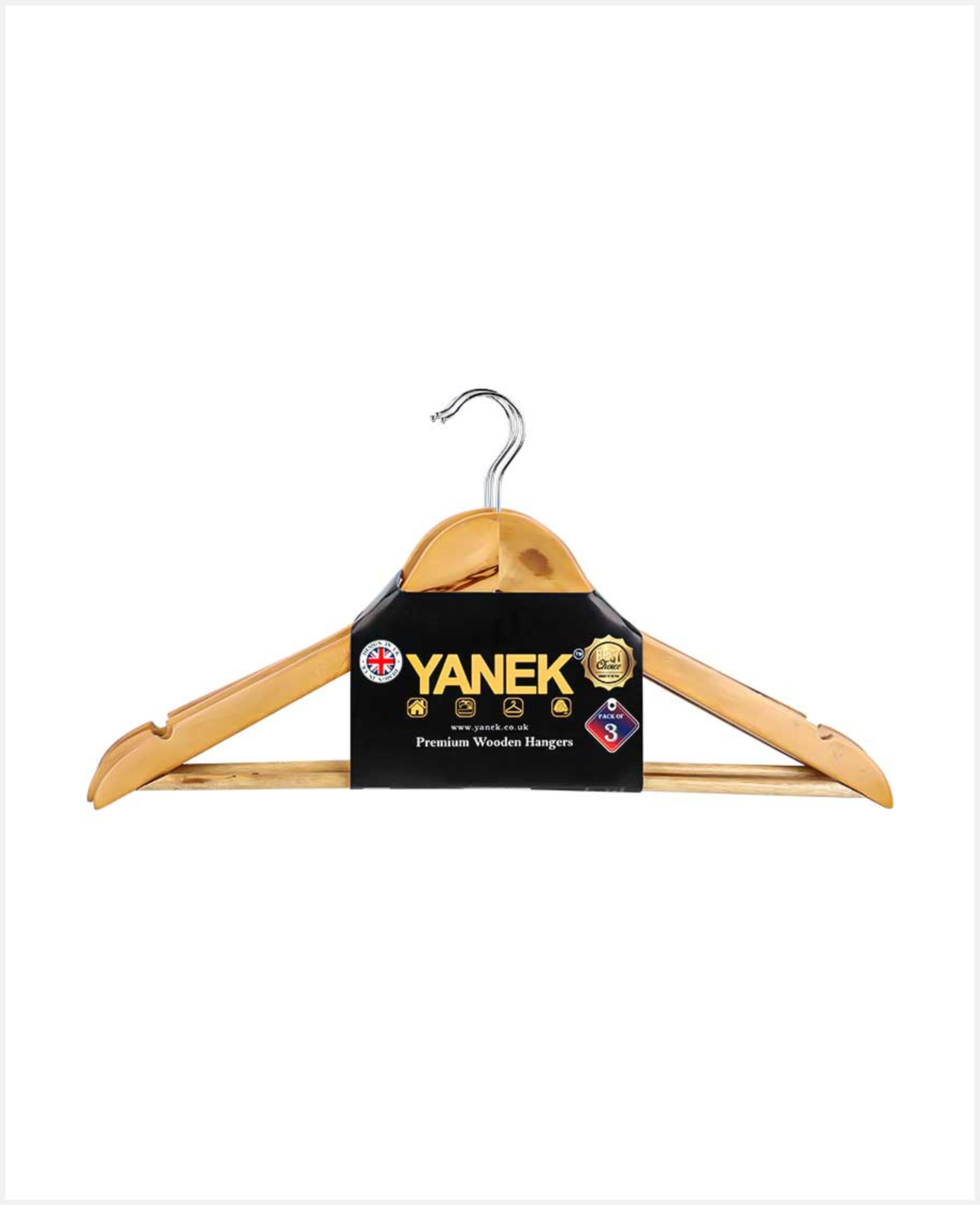 Yanek Cloth Hangers Wood 3pcs Set 5958-3