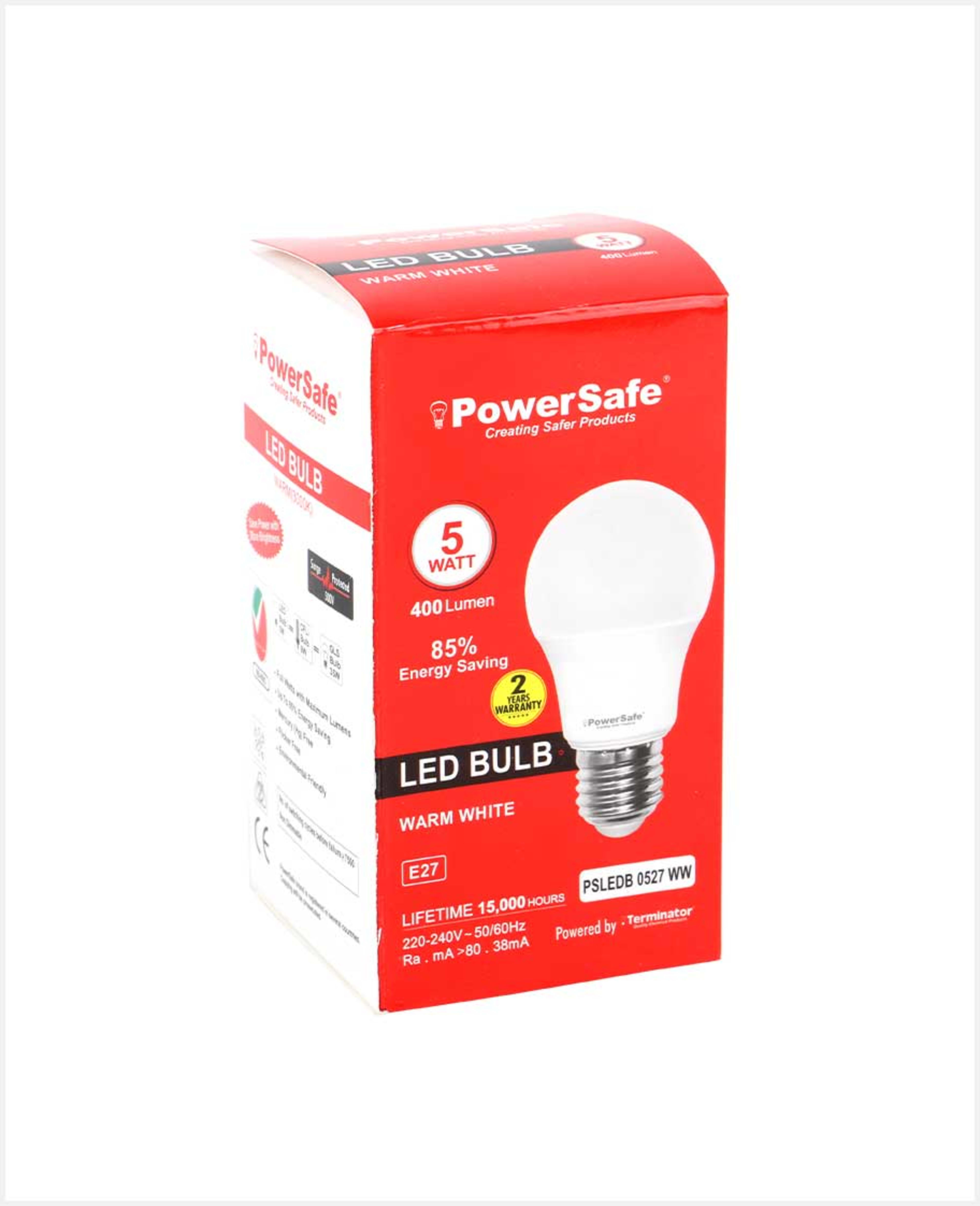 Power Safe LED Bulb Warm White E27 5w Psledb 0527 Ww