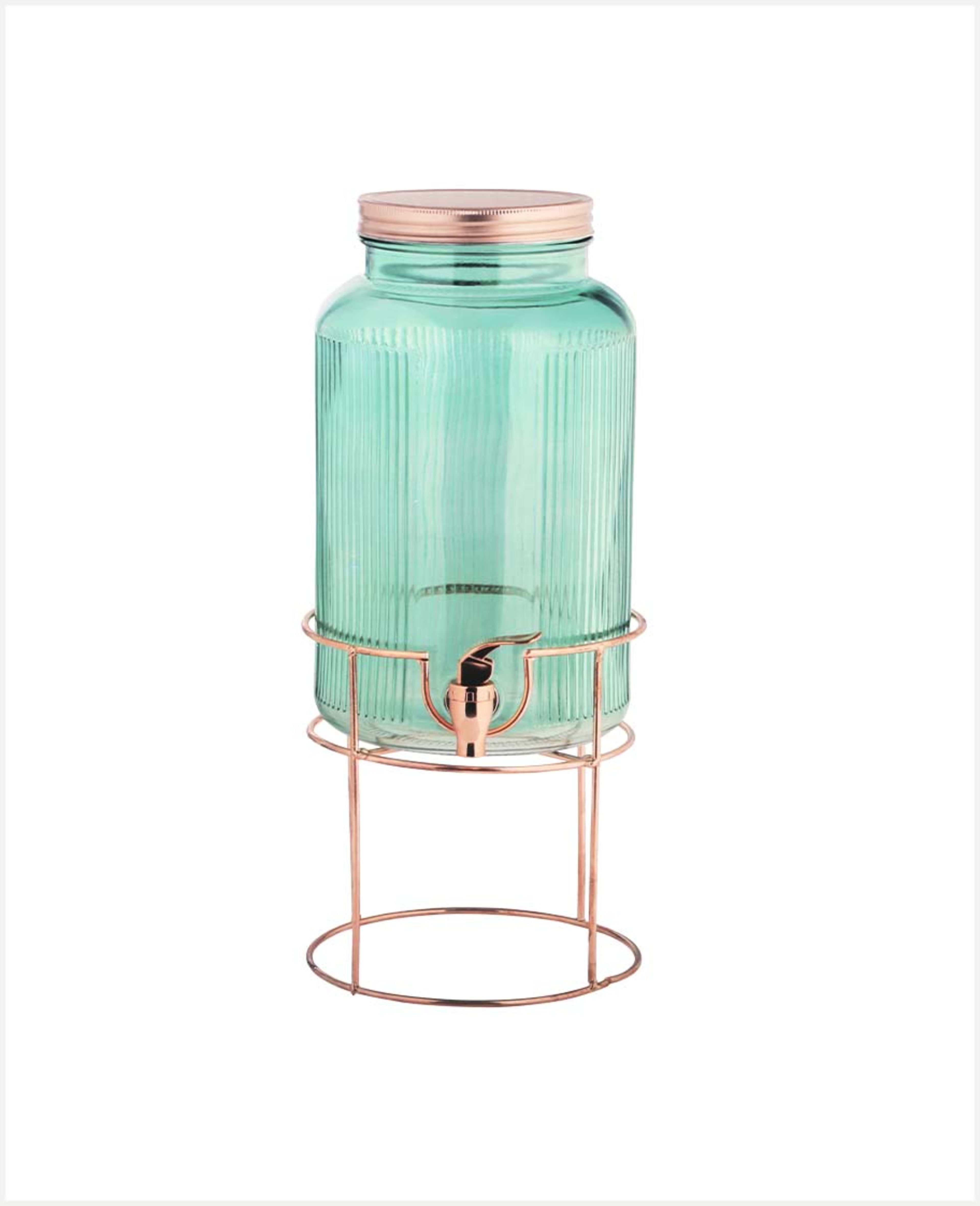 Harmony Table Top Glass Beverage Dispenser Green W/ Metal Stand 2s 6l 99098d
