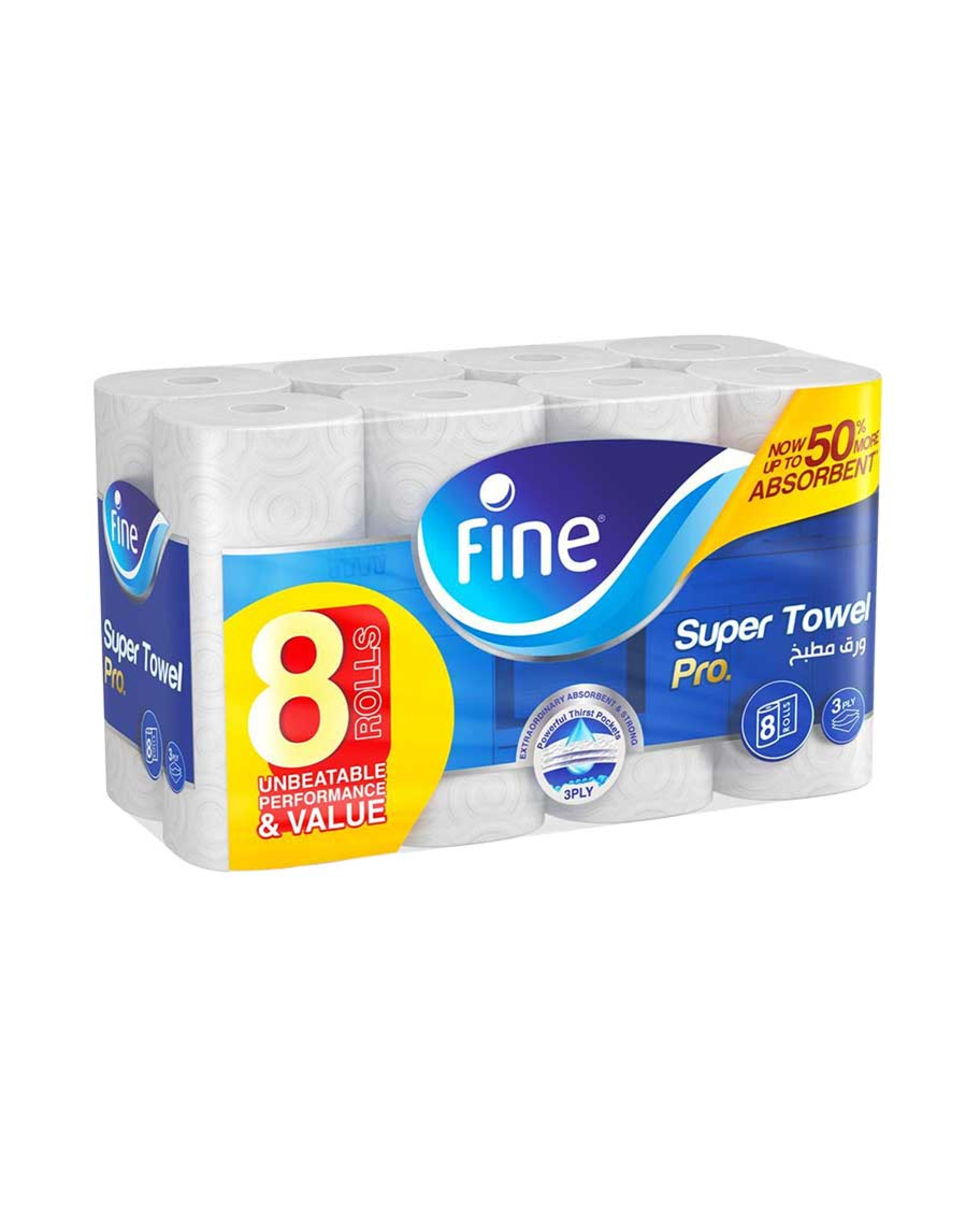 Fine Super Pro Kitchen Towel 3ply 60sheetsx8rolls