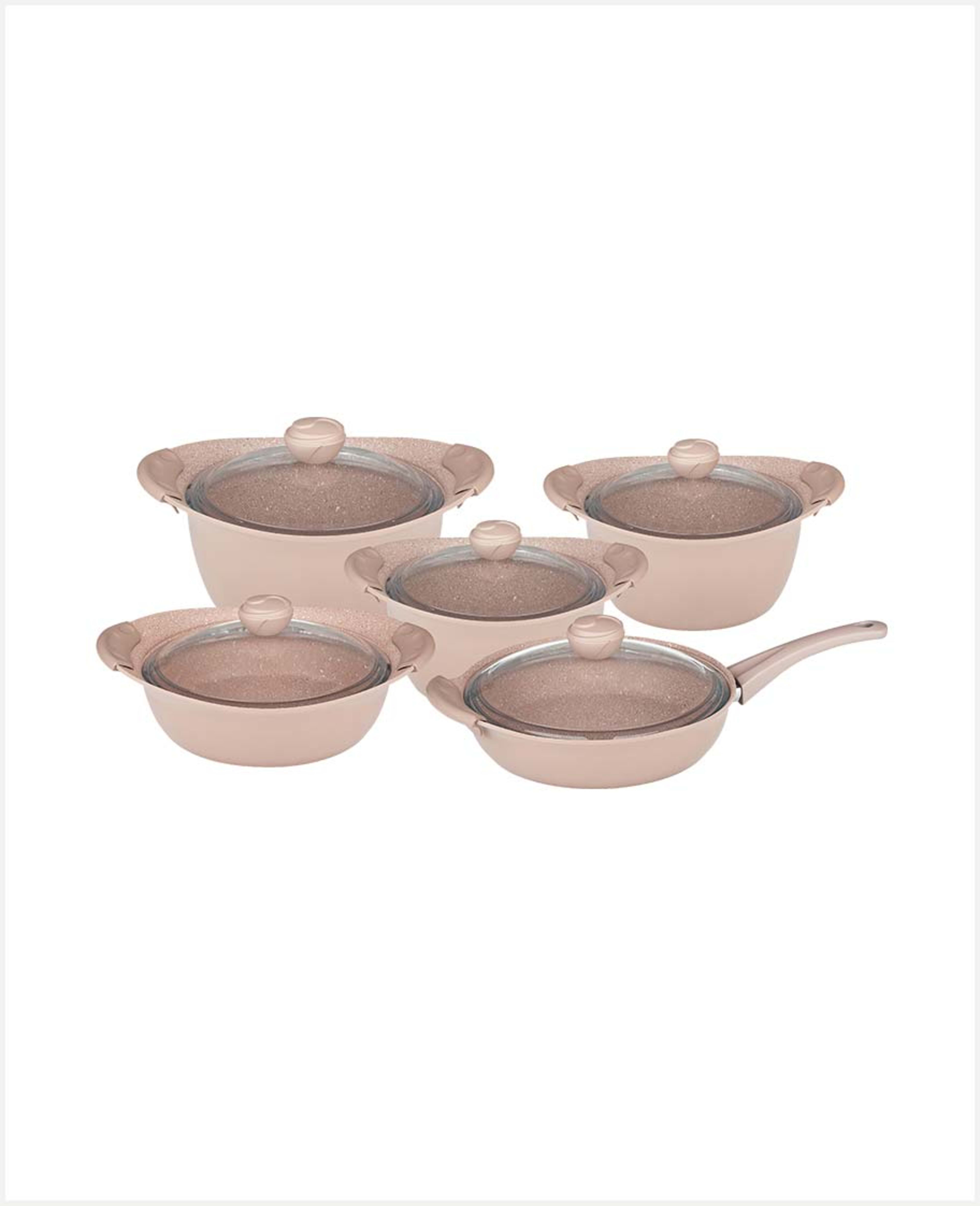 Oms 10pcs Granite Cooking Set with Glass Lid Pots Tom028 3014.01.11