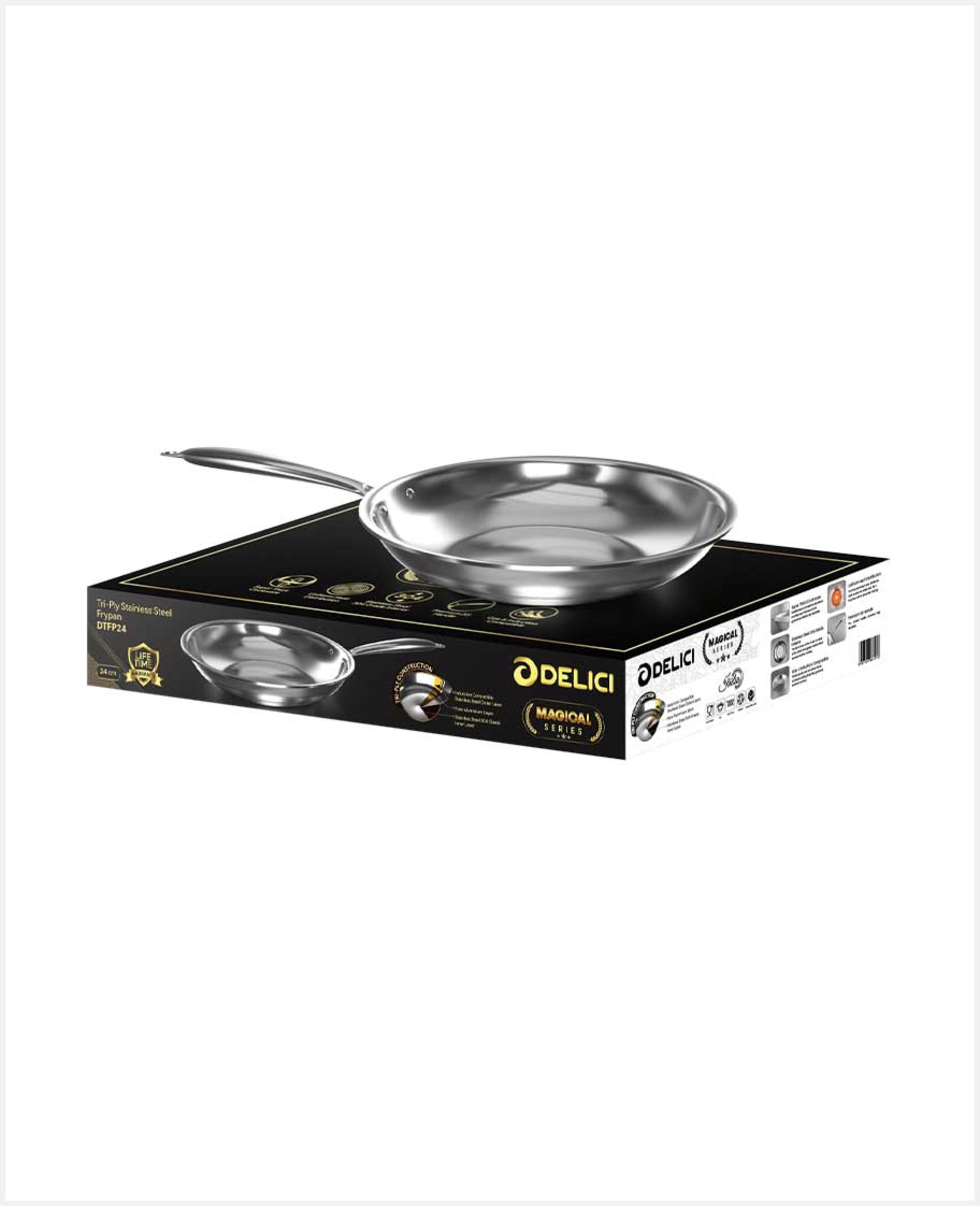 Delici Ss Tri-ply Fry Pan 24cm Magical Dtfp24