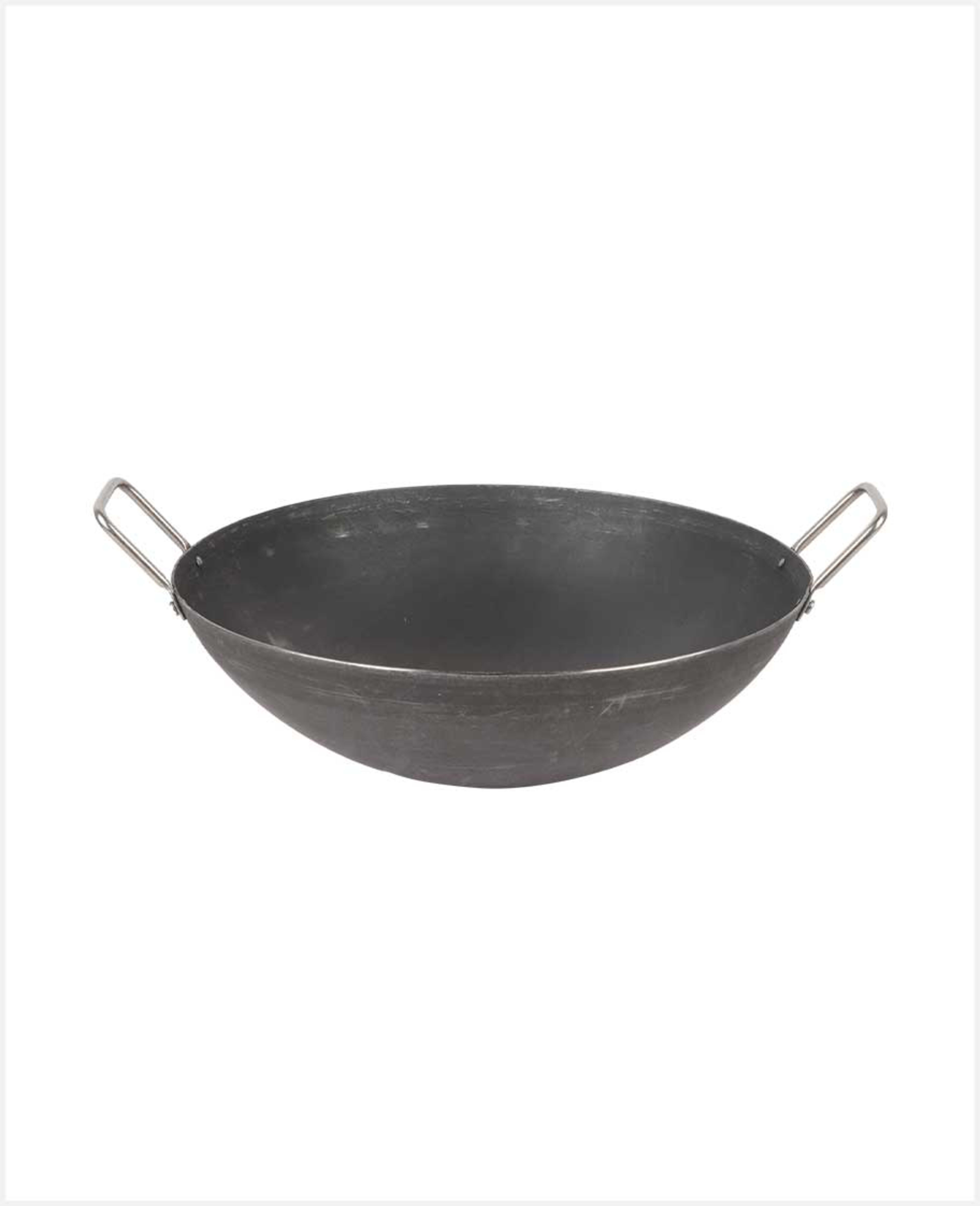 Shrinica Iron Deep Kadai with Steel Handle 12inch