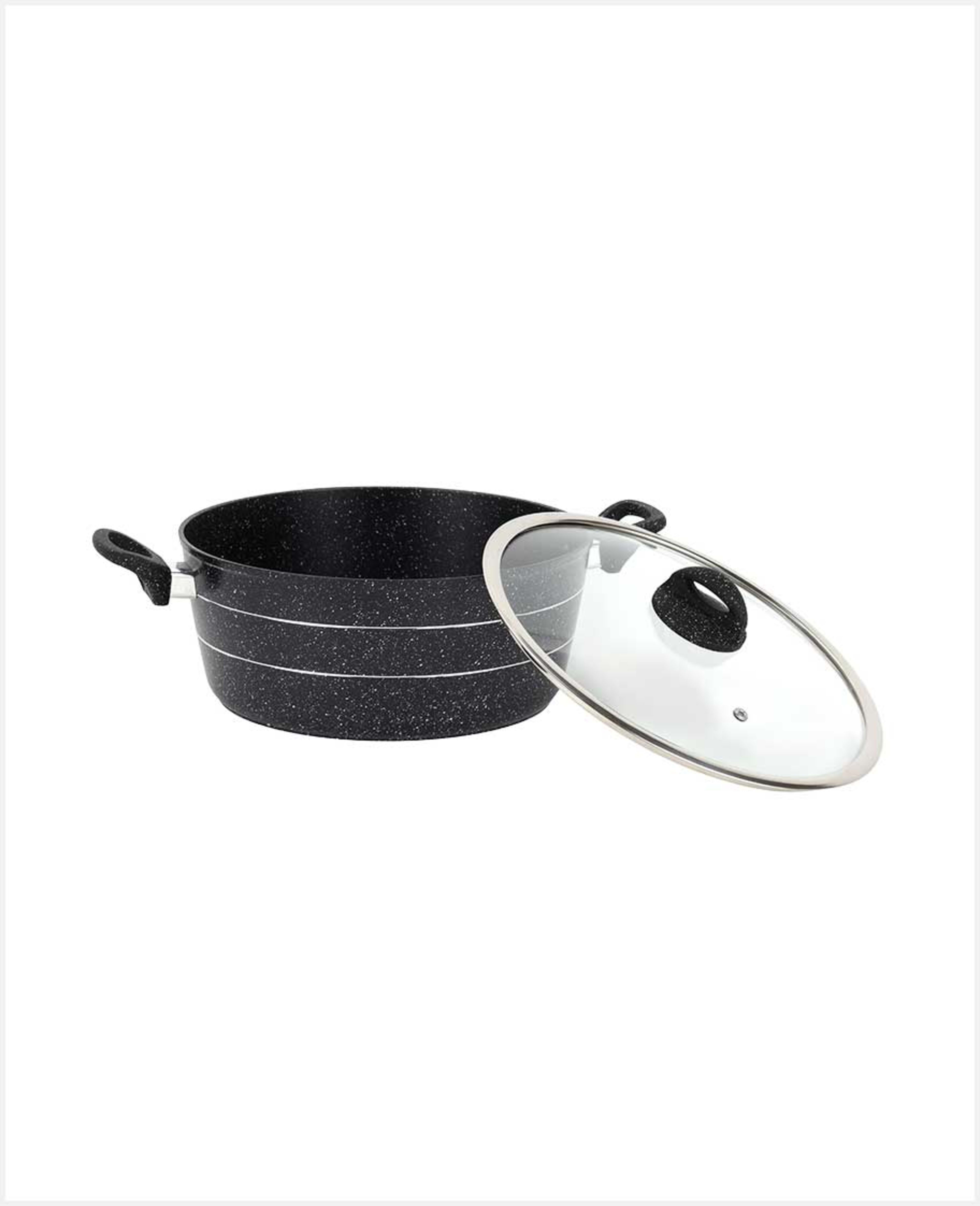 Royalford Granite Smart Caserole with Lid Black 26cm Rf11866