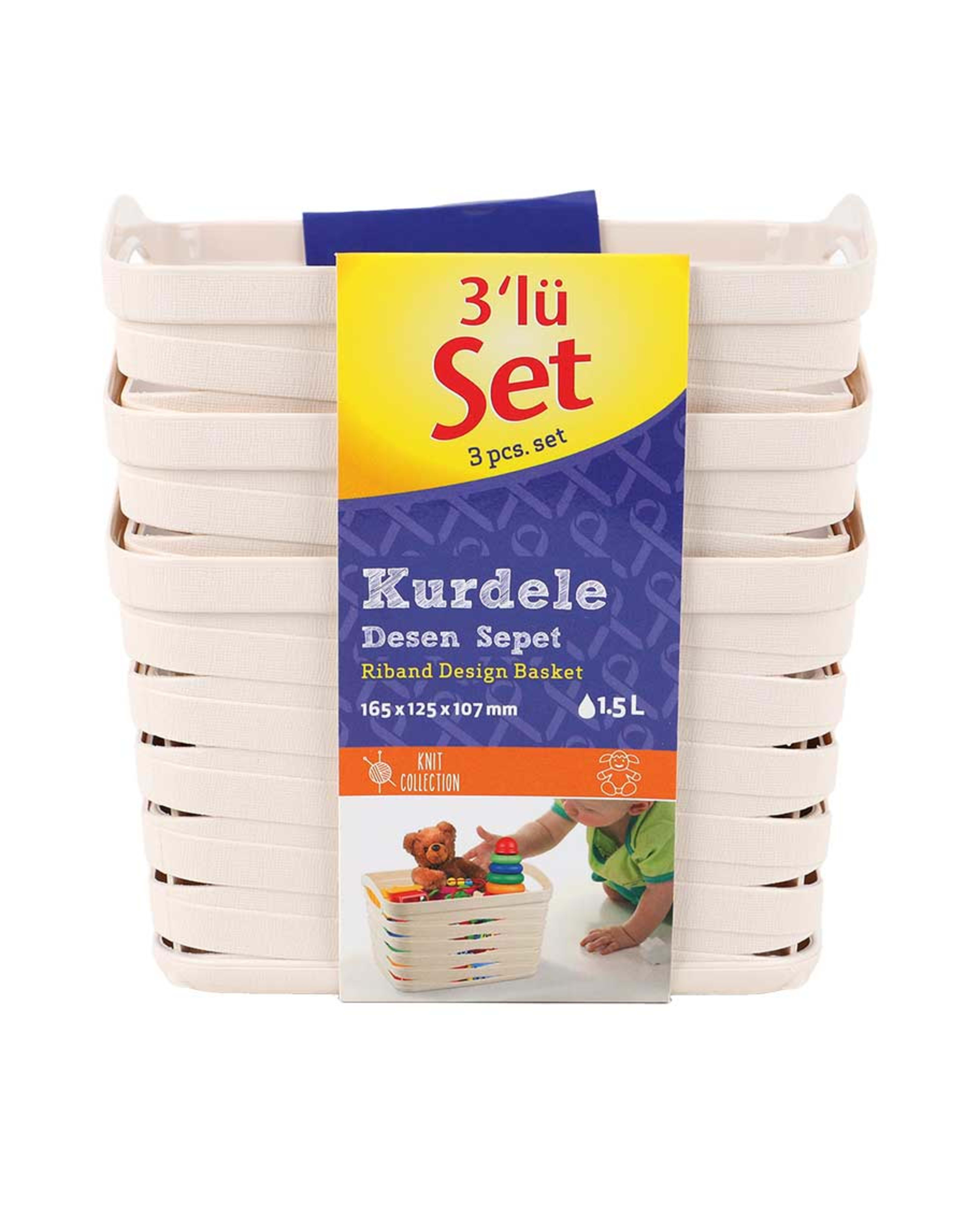 Ucsan Riband Design Basket 3pcs/set 1.5ltr M-3928