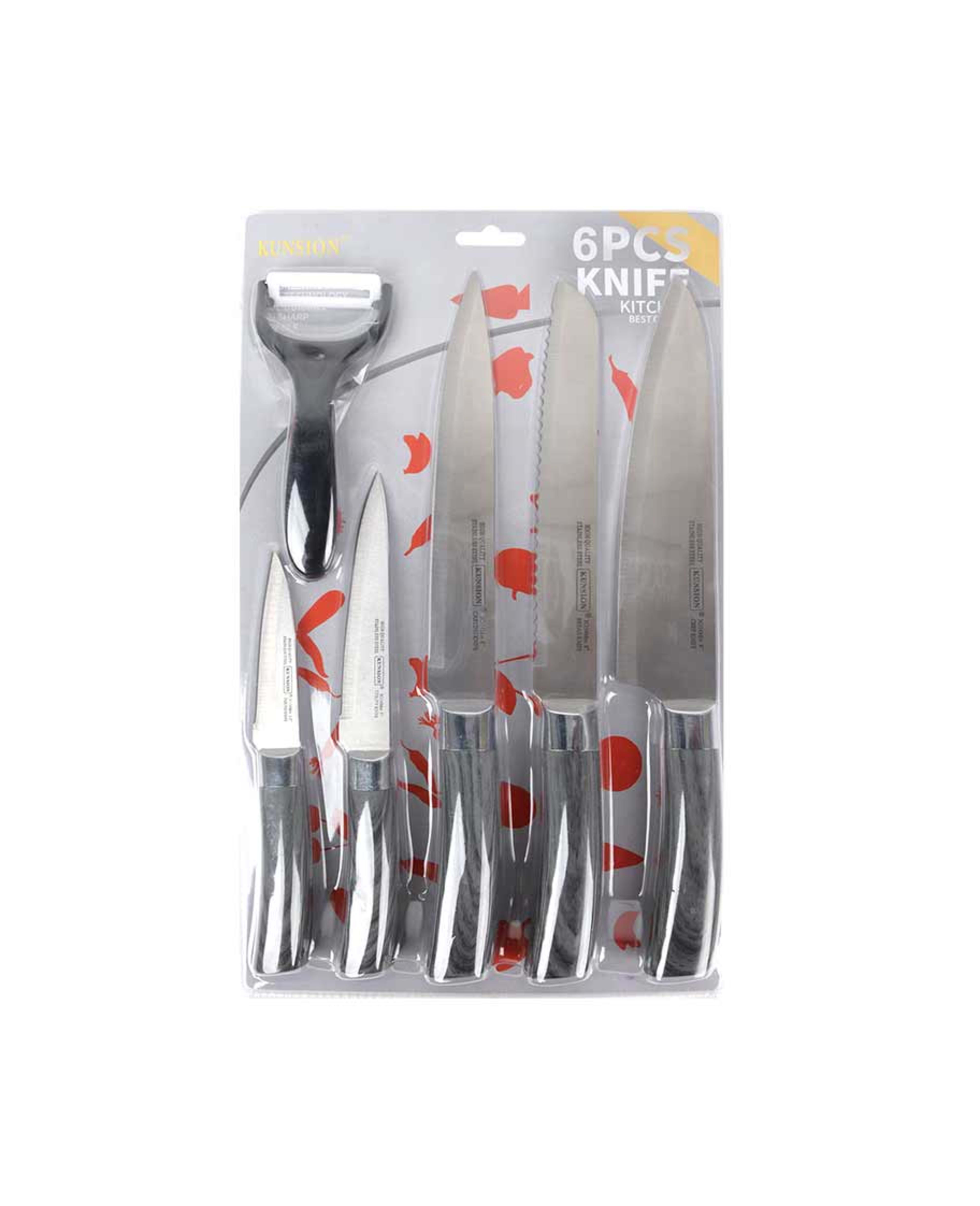 Kunsion Stainless Steel Kitchen Knife Set 6pcs Ks06-6pc