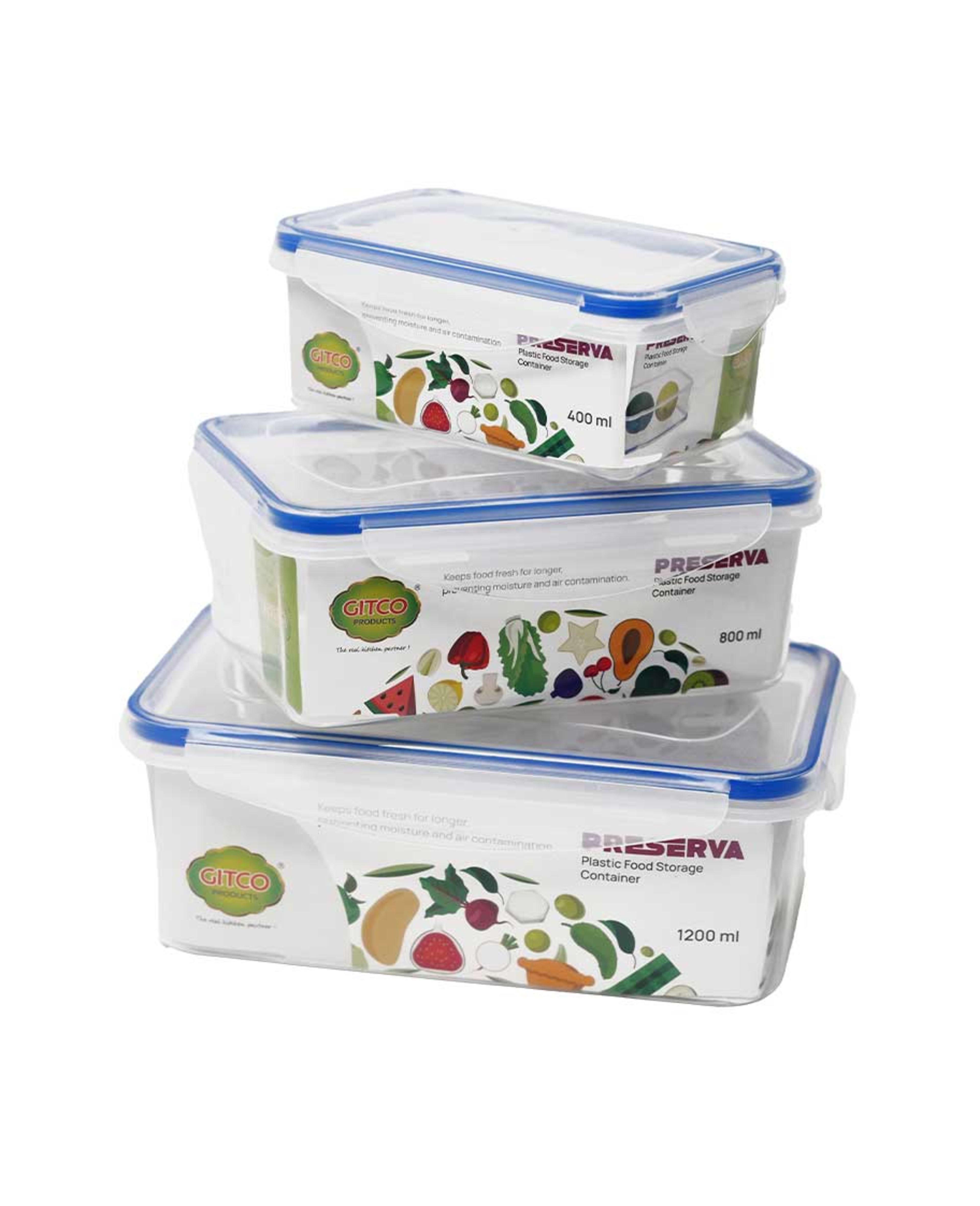 Gitco Plastic Food Storage Container Set 3pcs Fc3932