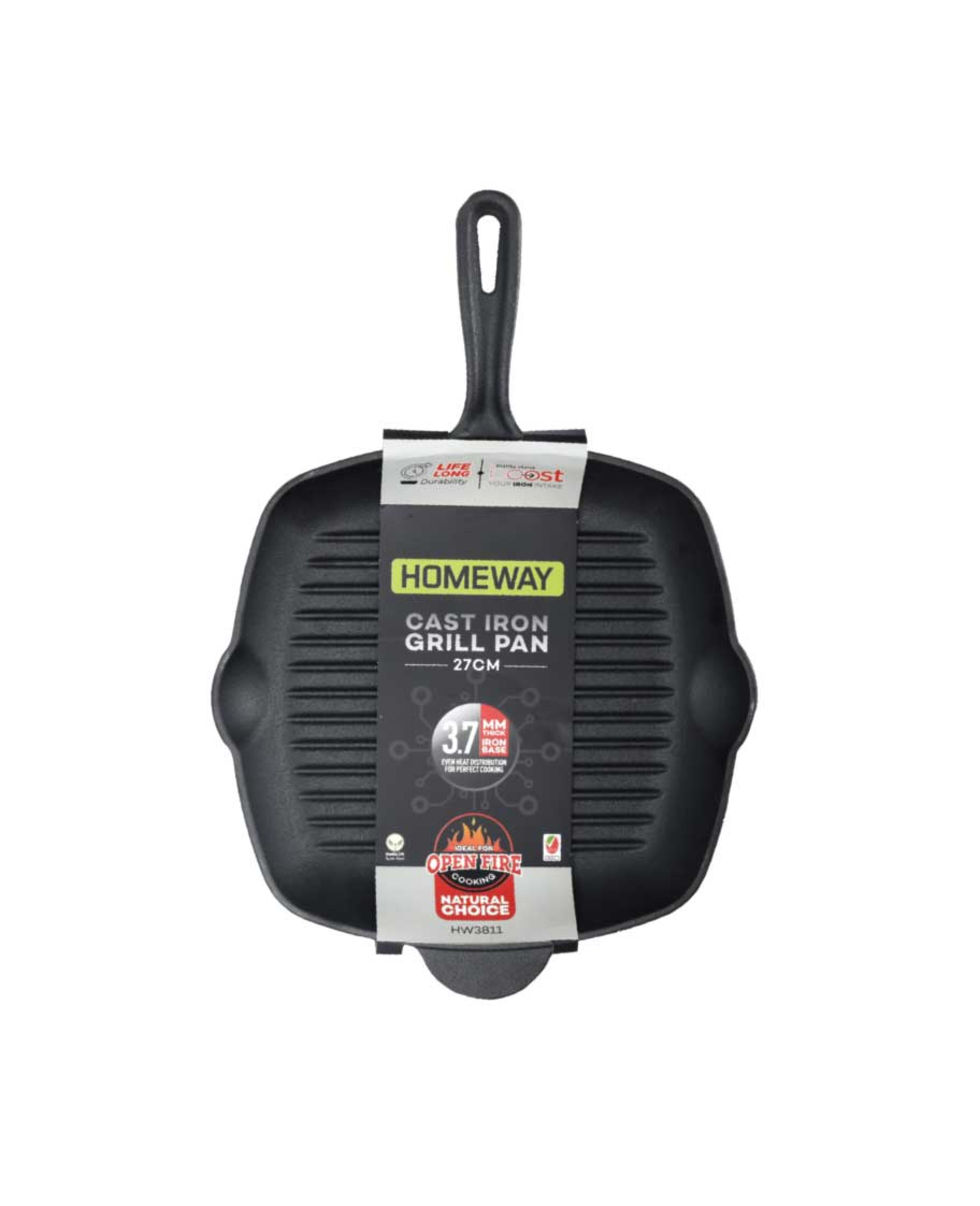 Homeway Cast Iron Grill Pan 27cm Hw3811