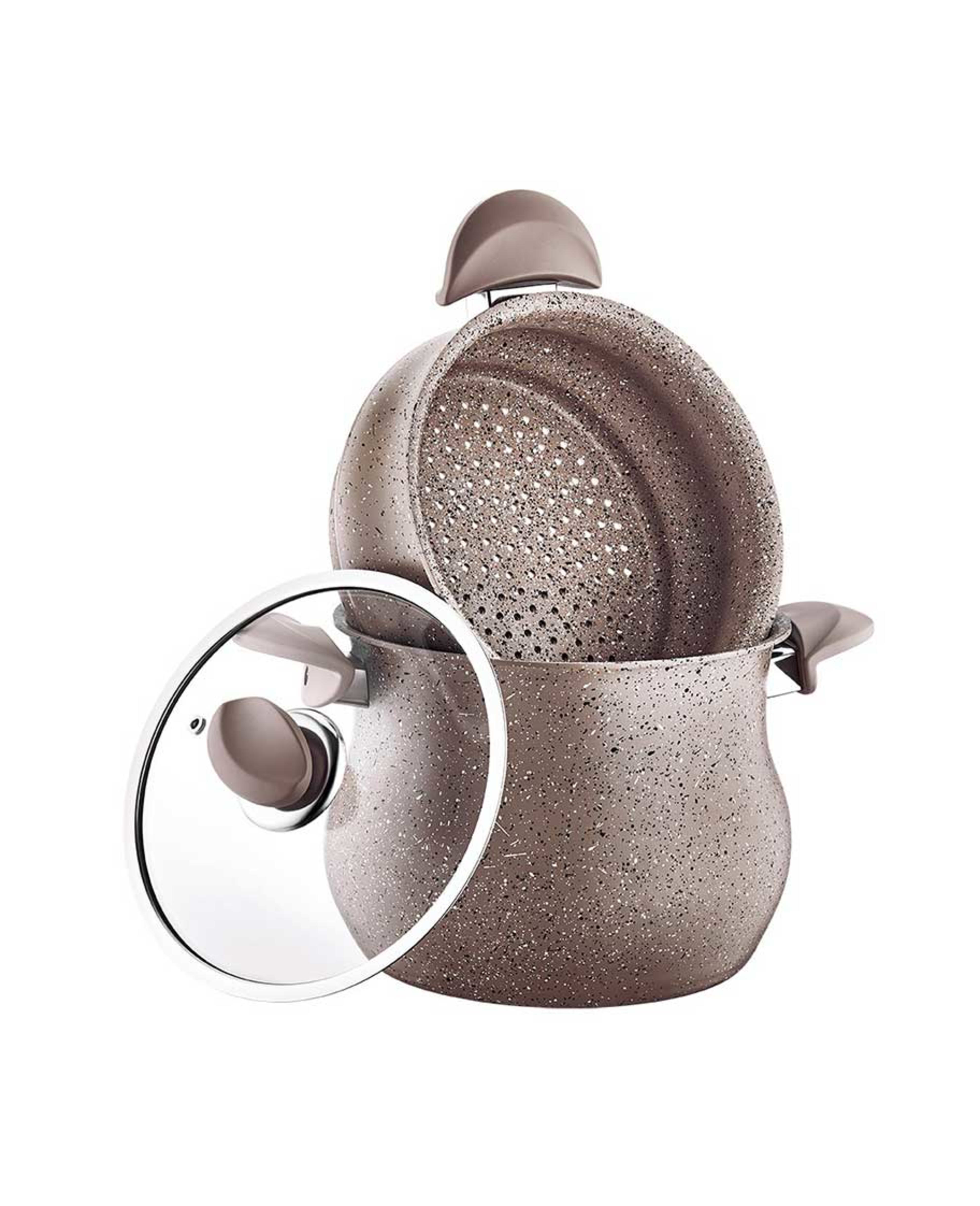Oms Granite Couscous Set Top Pot 24cm + Bottom Pot 24cm Tom009