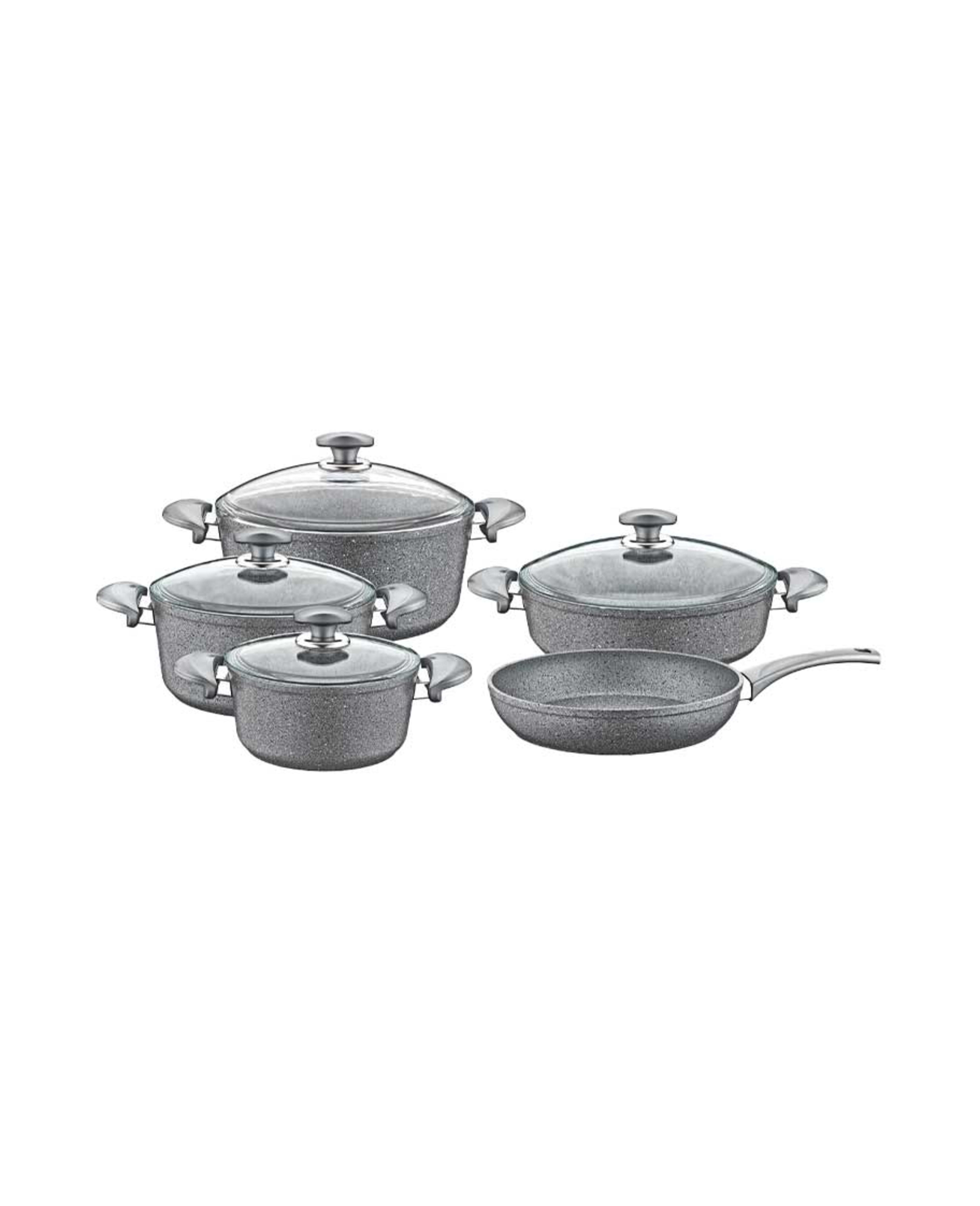 Oms Granite Cooking Set with Lid 9pcs Tom025
