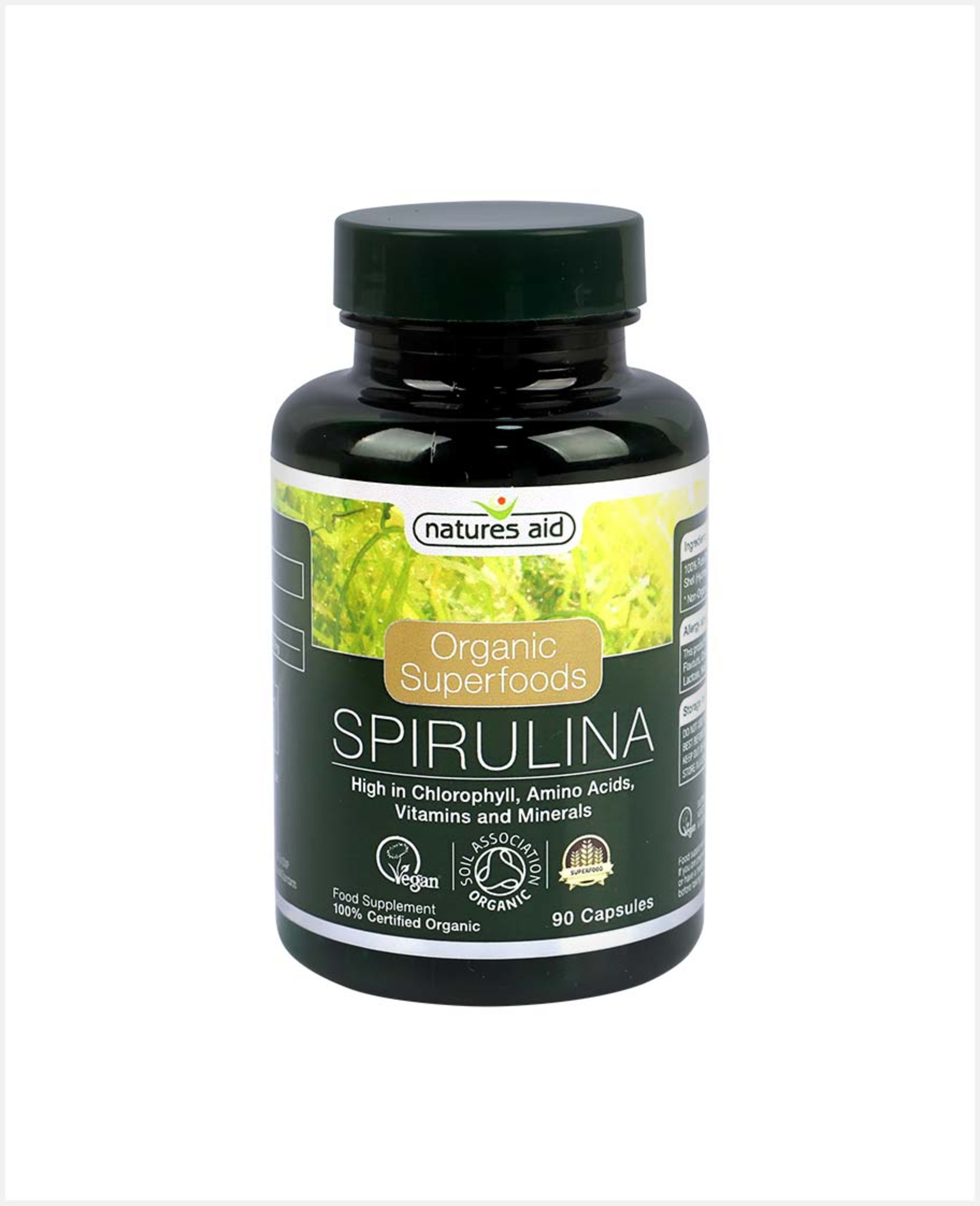 Natures Aid Organic Superfoods Spirulina 90 Capsules