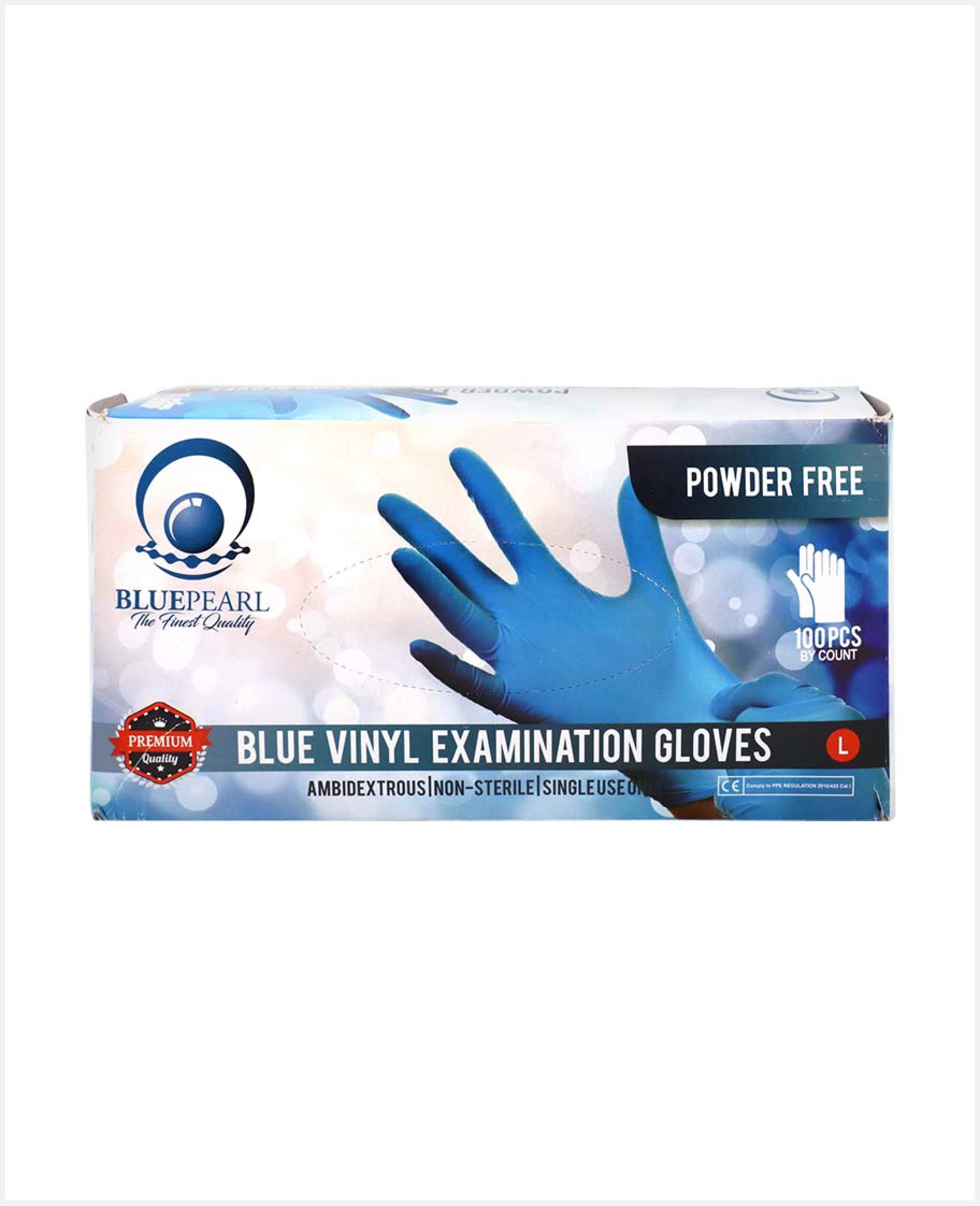 Blue Pearl Blue Vinyl Gloves Powder Free Large 100pcs 612139