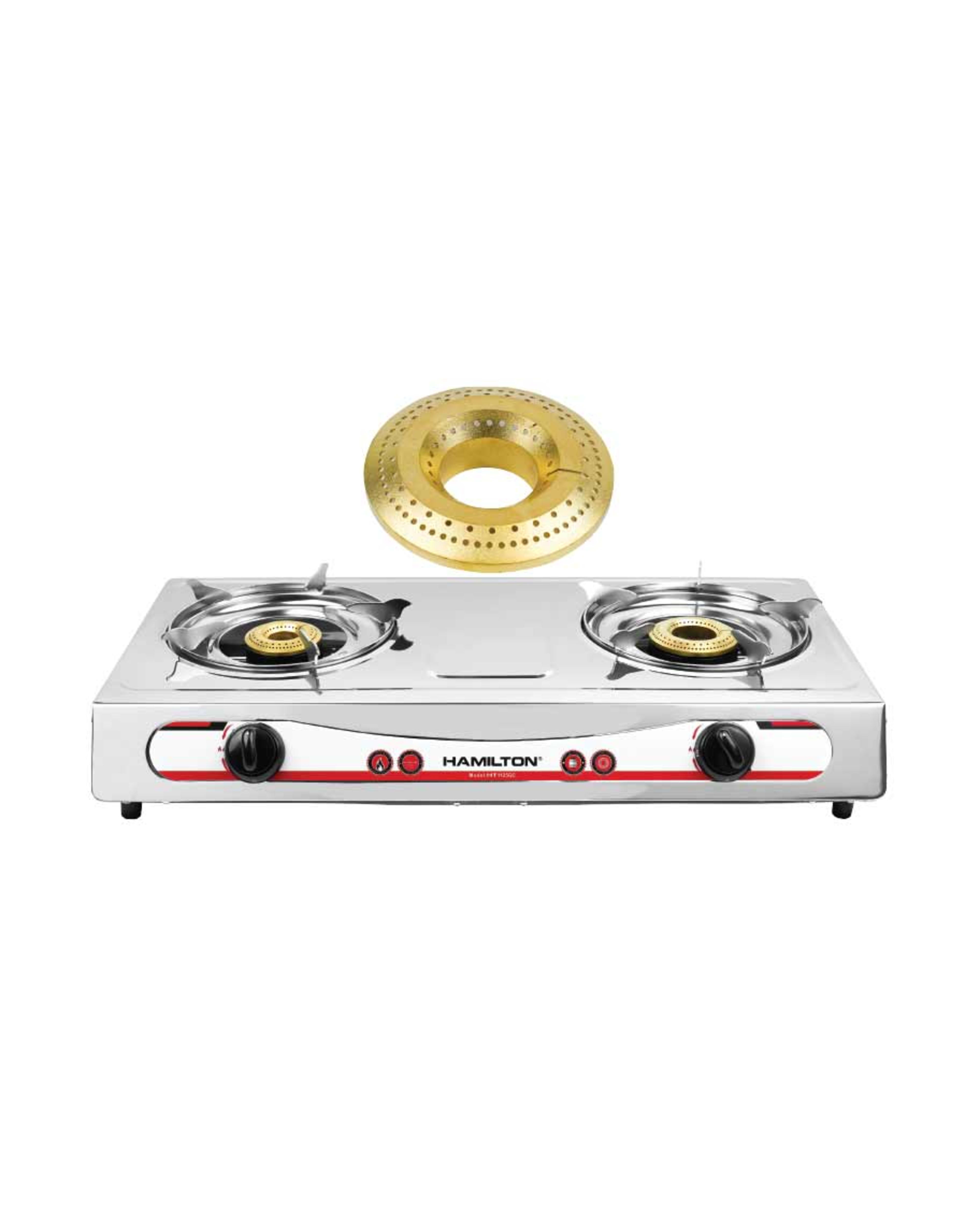 Hamilton Stainless Steel Gas Stove 2 Burner Brass Ht1125gc