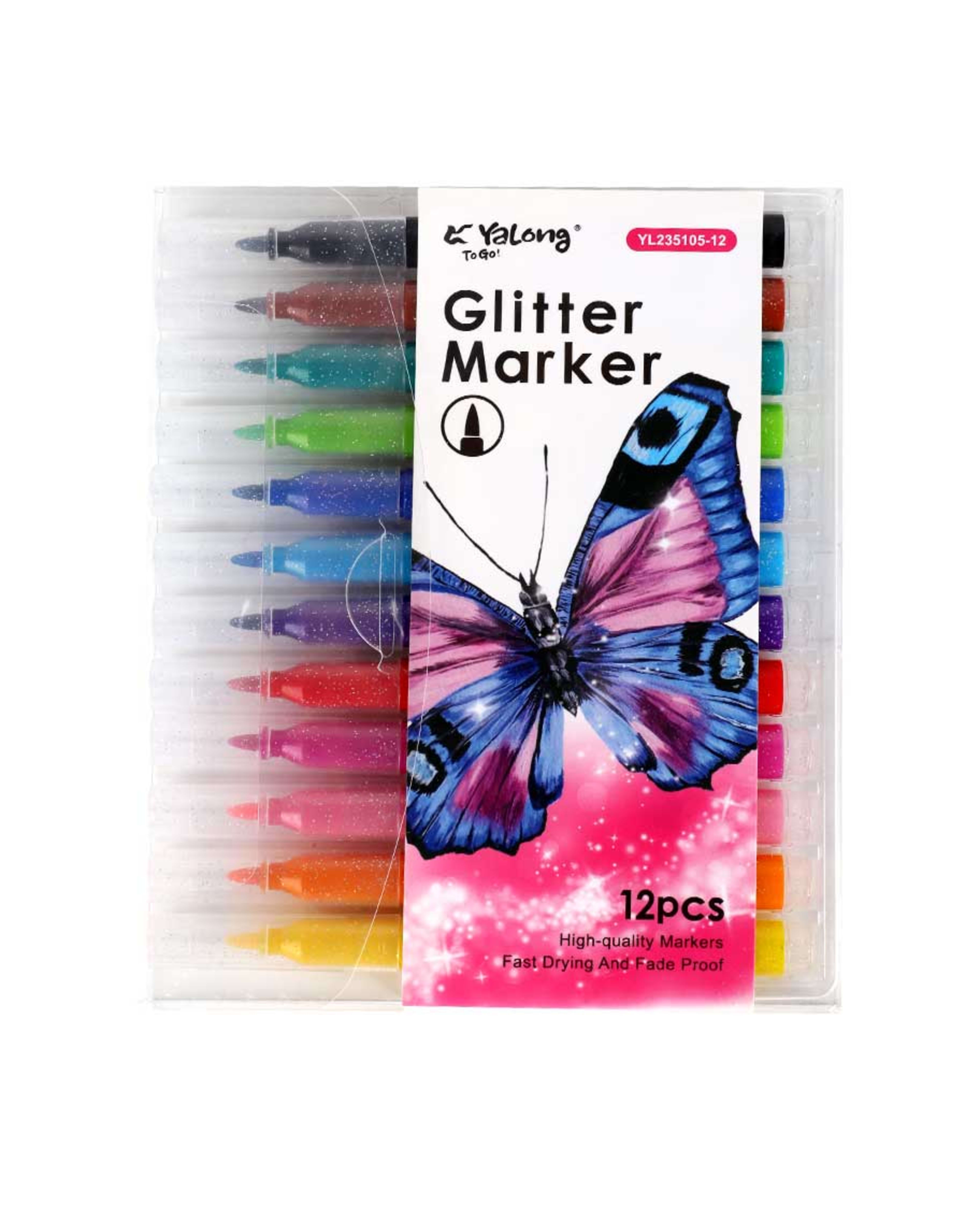 Yalong Glitter Marker 12pcs Yl235105-12
