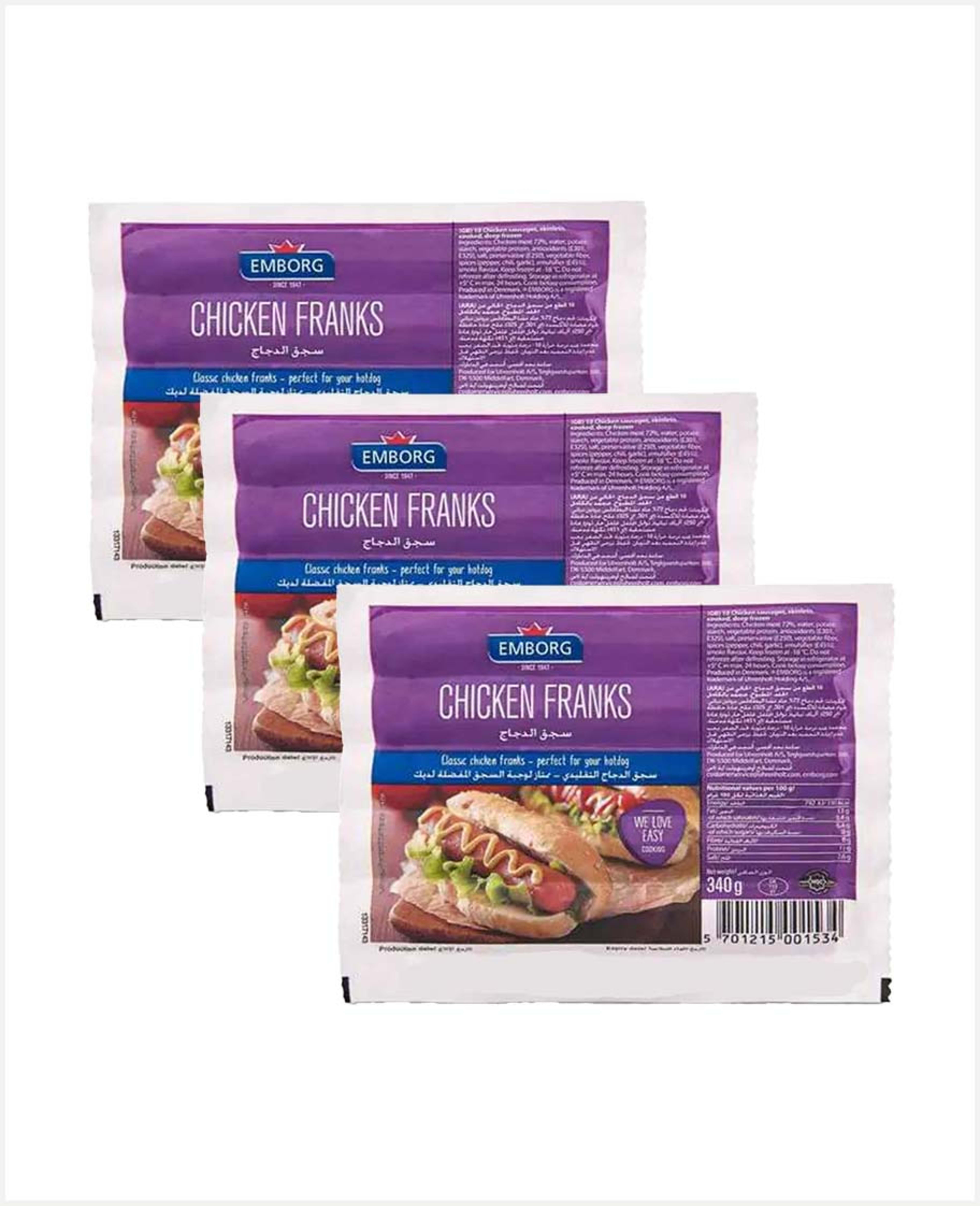 Emborg Chicken Franks 3sx340gm Promo