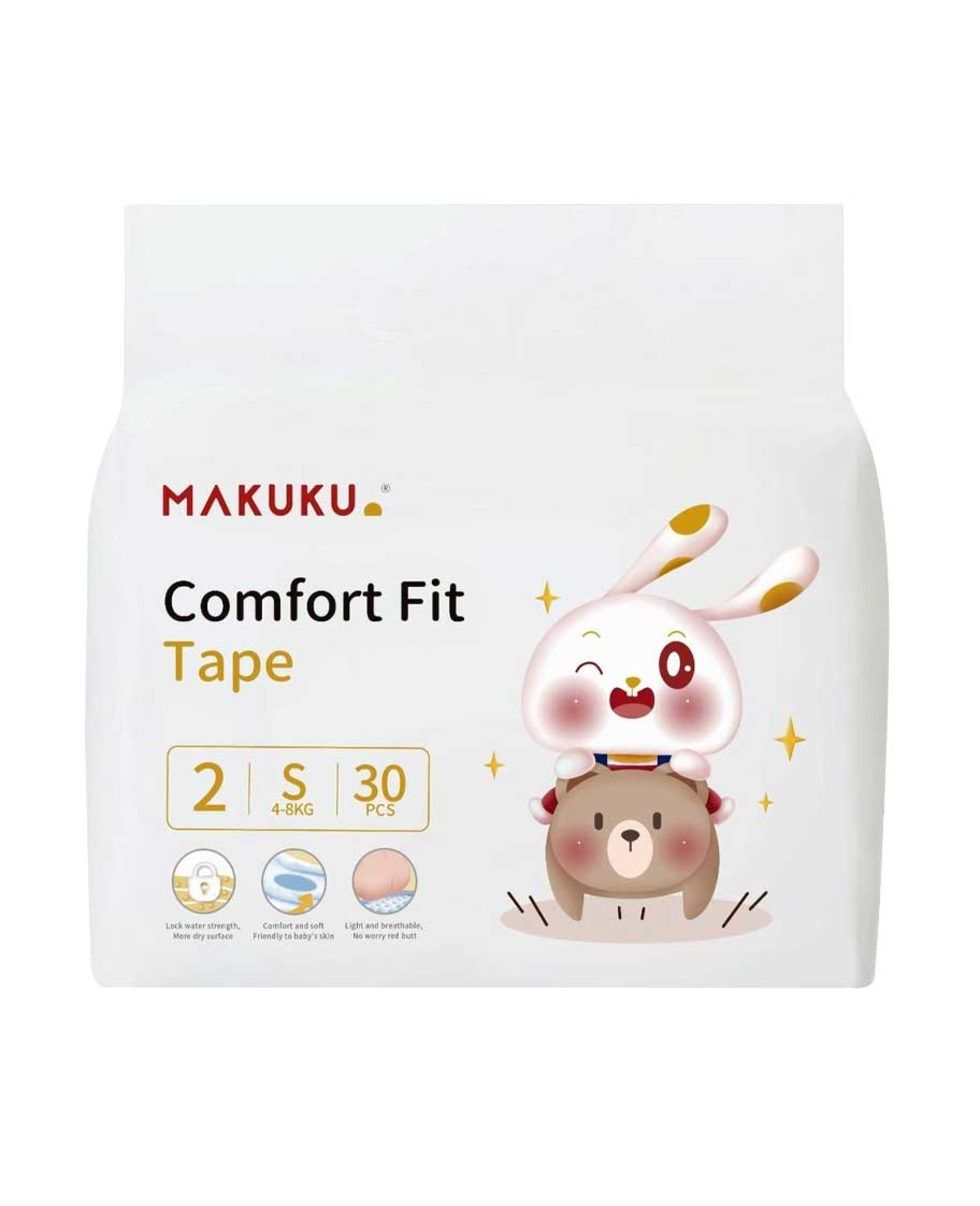 Makuku Comfort Fit Tape Diaper 2-s 4-8kg 30pcs Promo