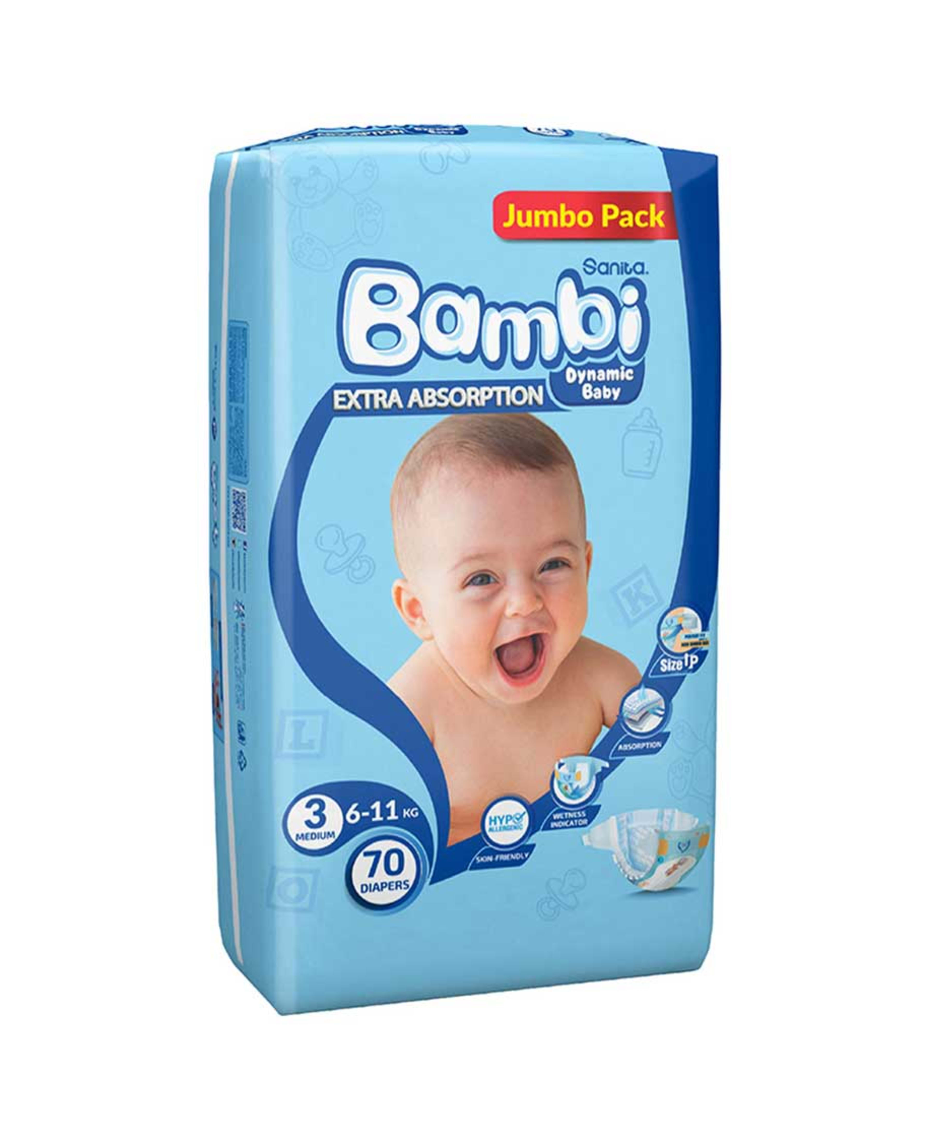Sanita Bambi Diaper 3 Medium 6-11kg 70pcs @15%off